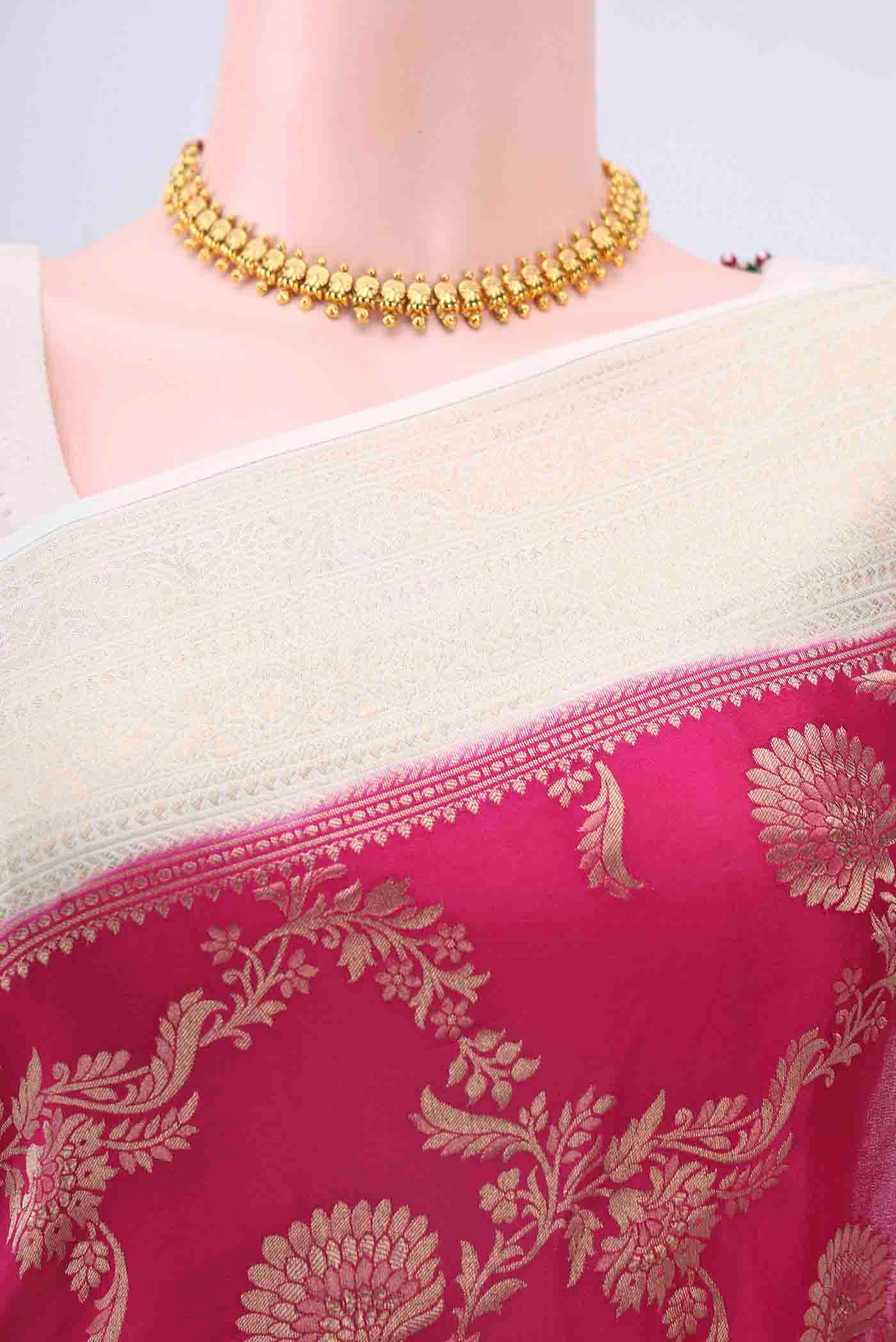 Rani Pink Mysore Crepe Saree - Image 2