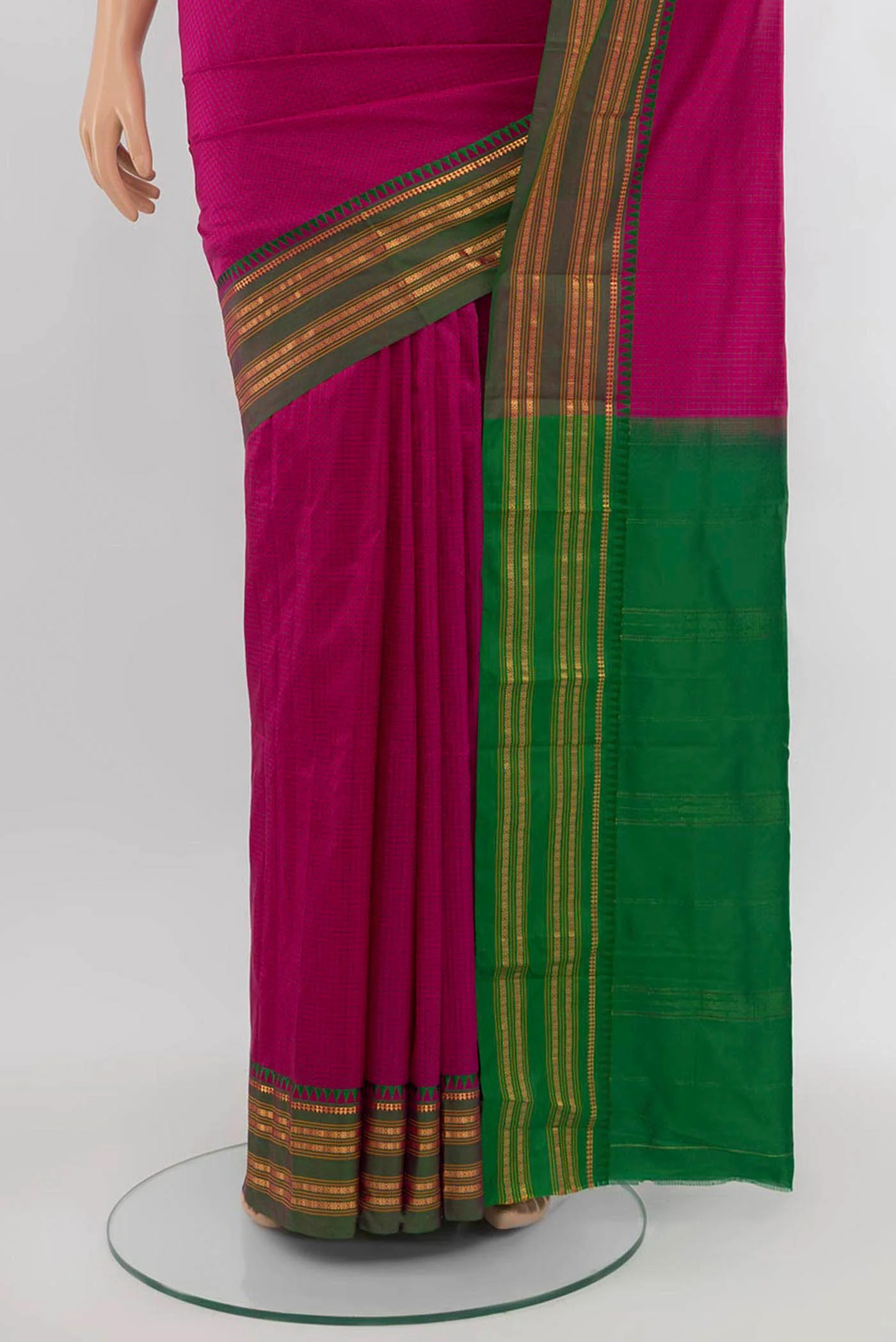 Rani Pink Narayanpet Silk Saree - Image 3