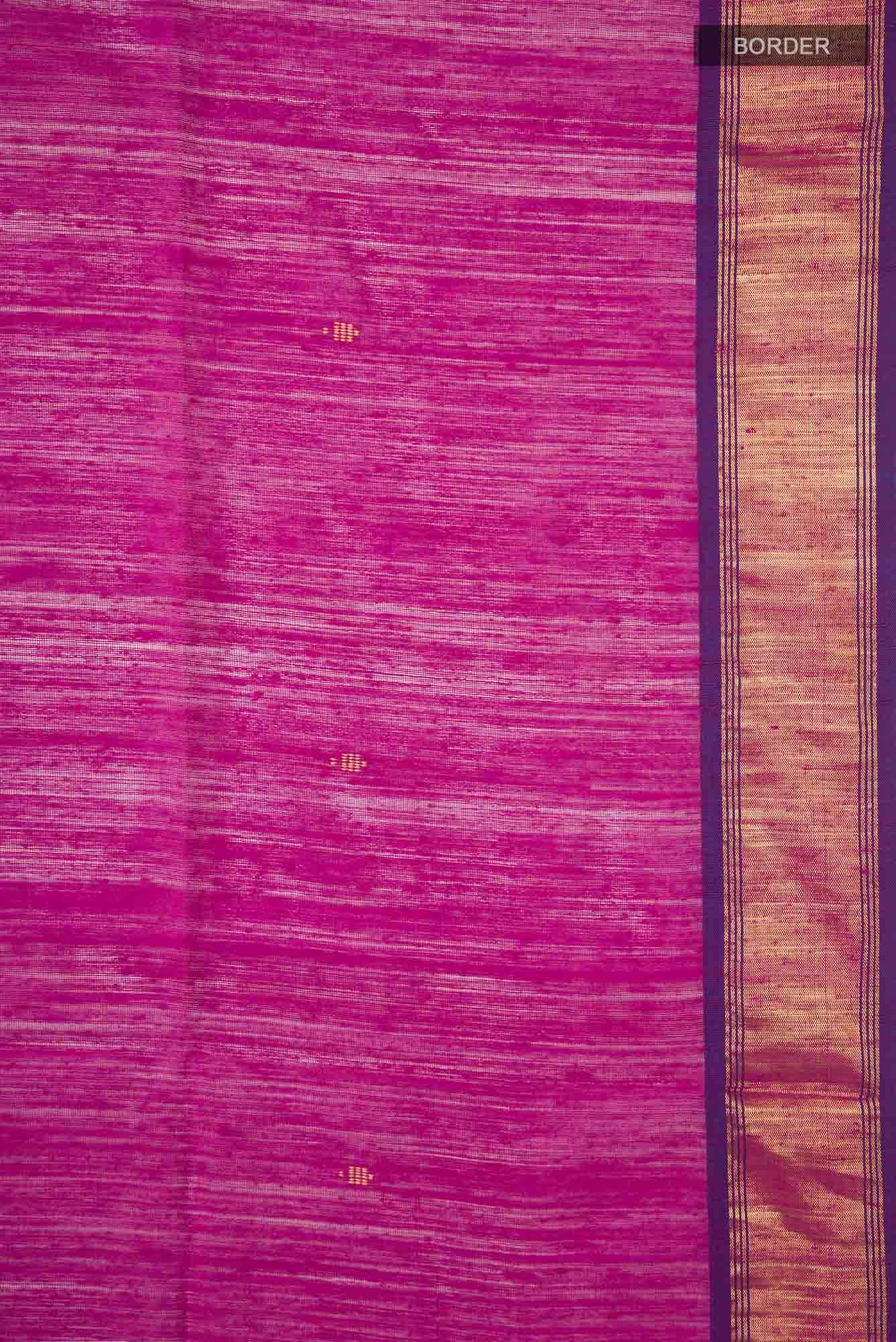 Rani Pink Raw Silk Saree - Image 4