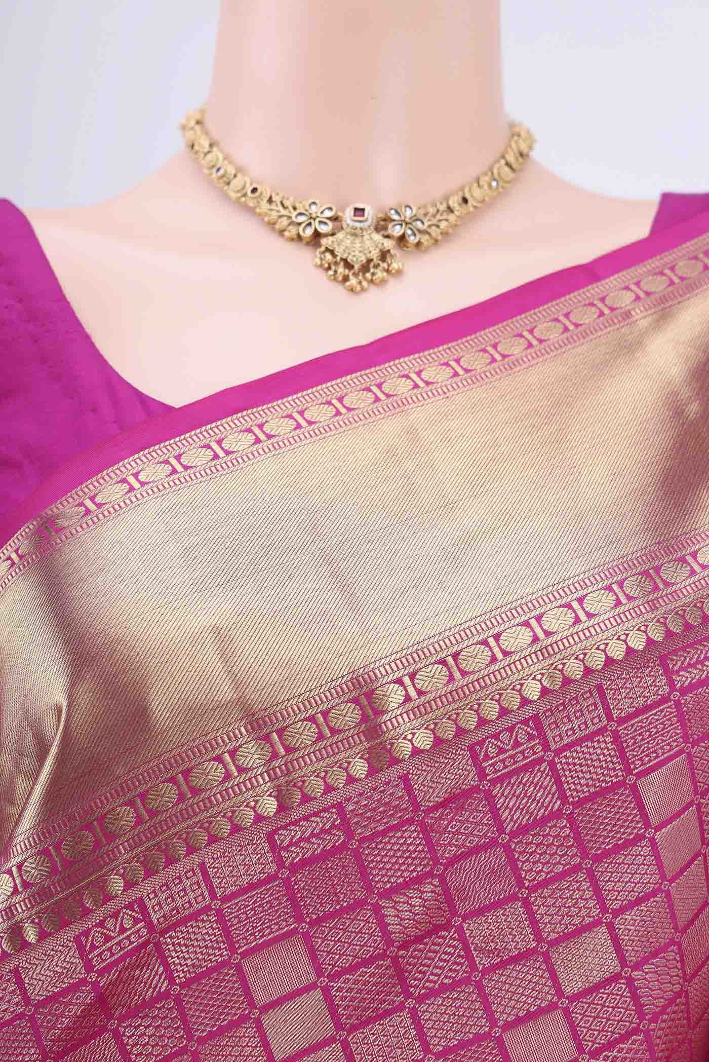 Rani Pink Soft Silk Saree - Image 2
