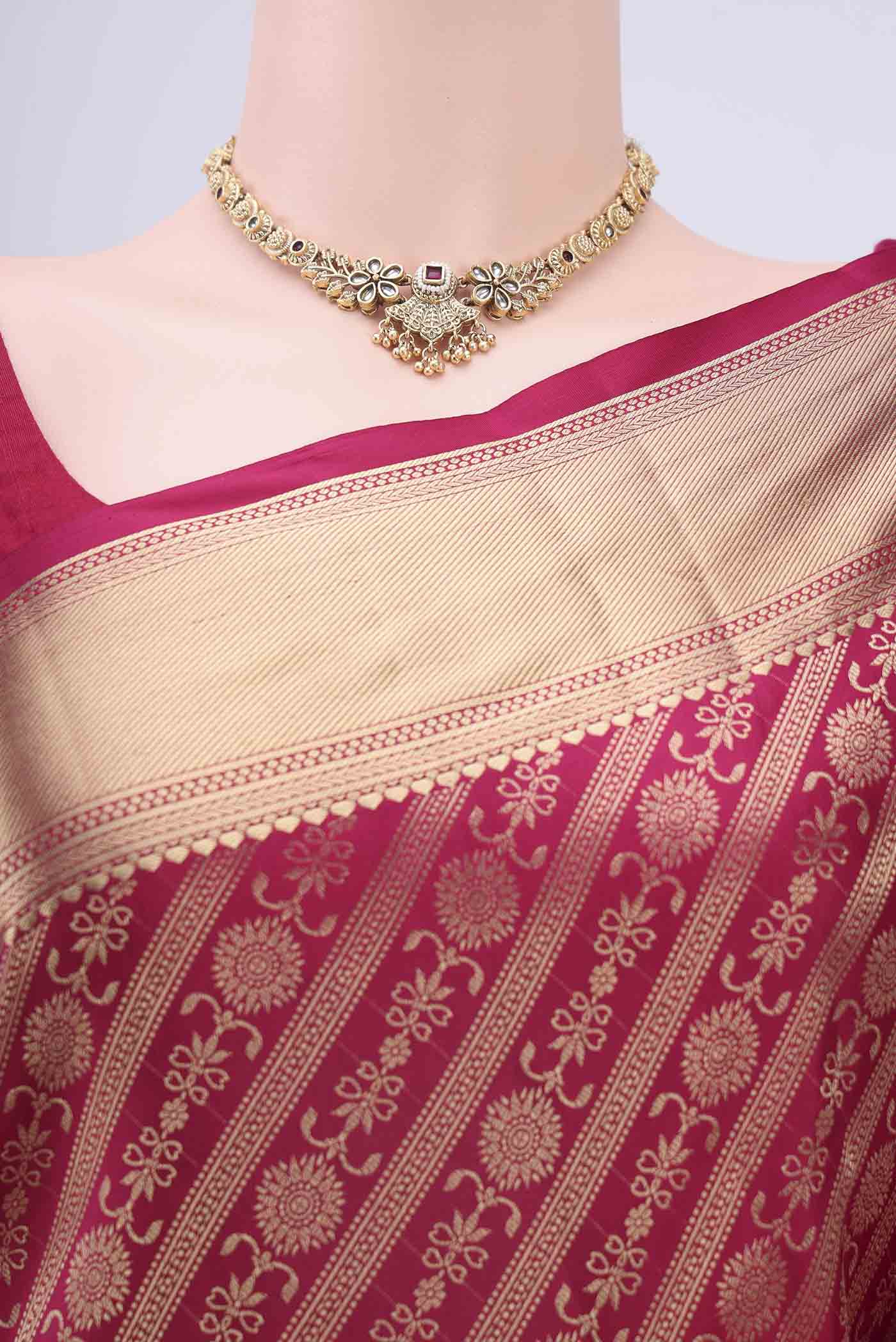 Rani Pink Soft Silk Saree - Image 2