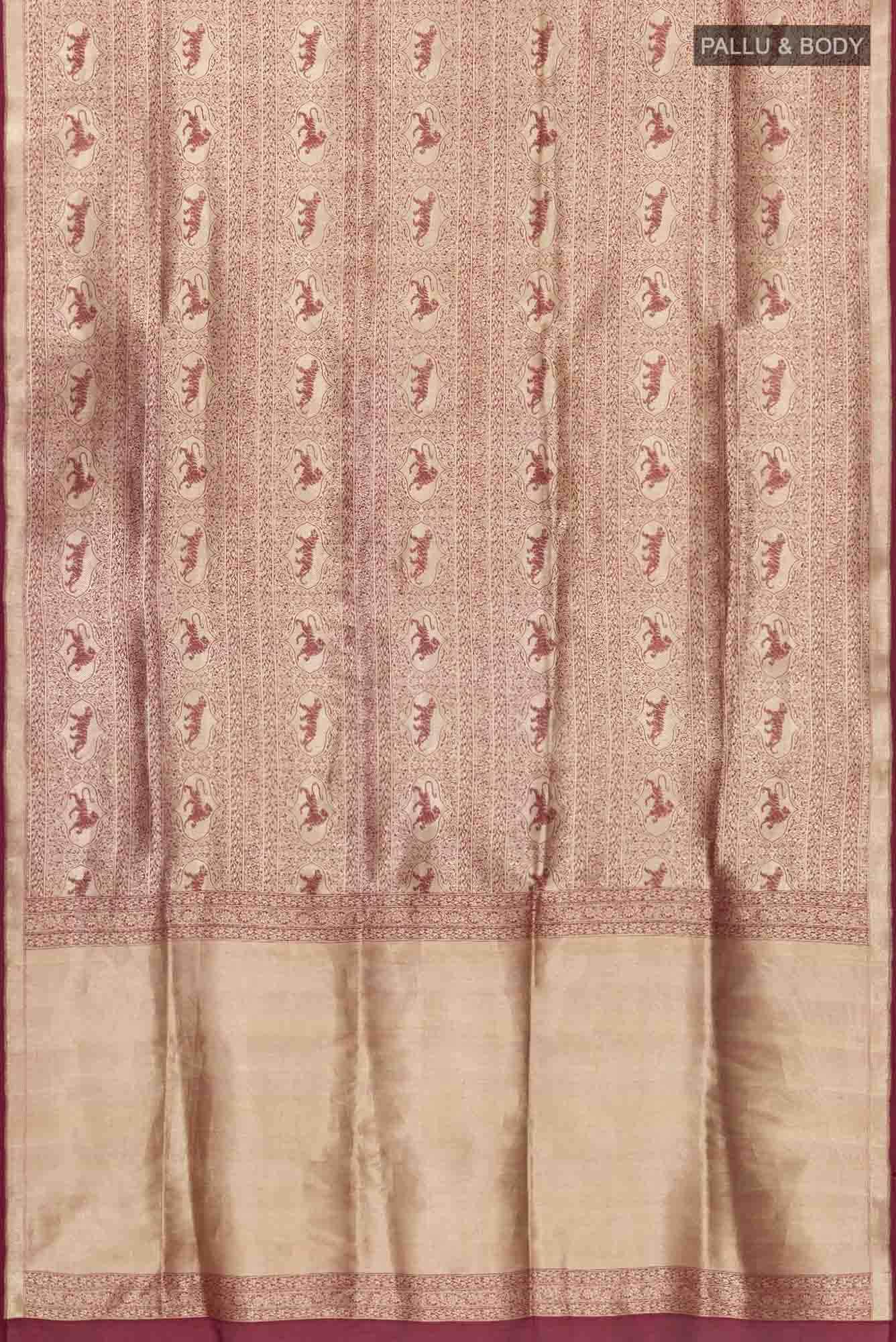 Ranthambore-Maroon Banarasi Silk Saree - Image 8