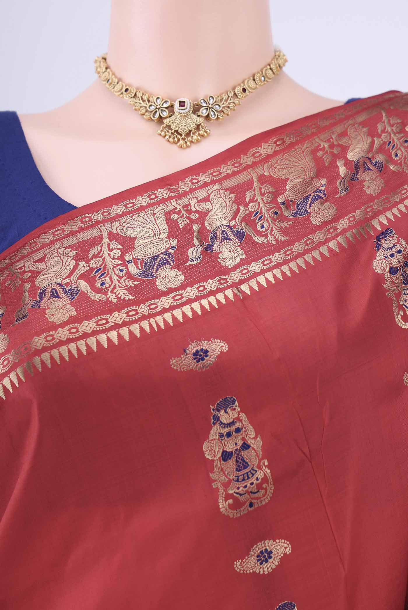 Red Baluchari Silk Saree - Image 2
