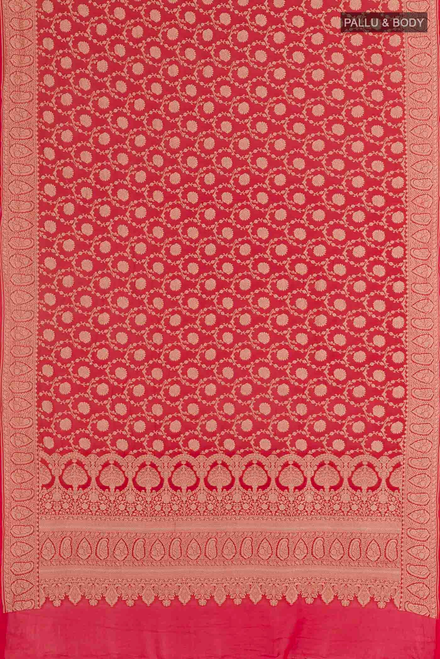 Red Banarasi Georgette Saree - Image 3