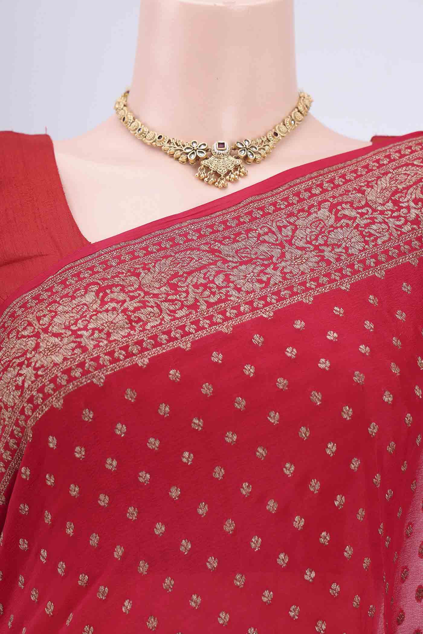 Red Banarasi Georgette Saree - Image 2