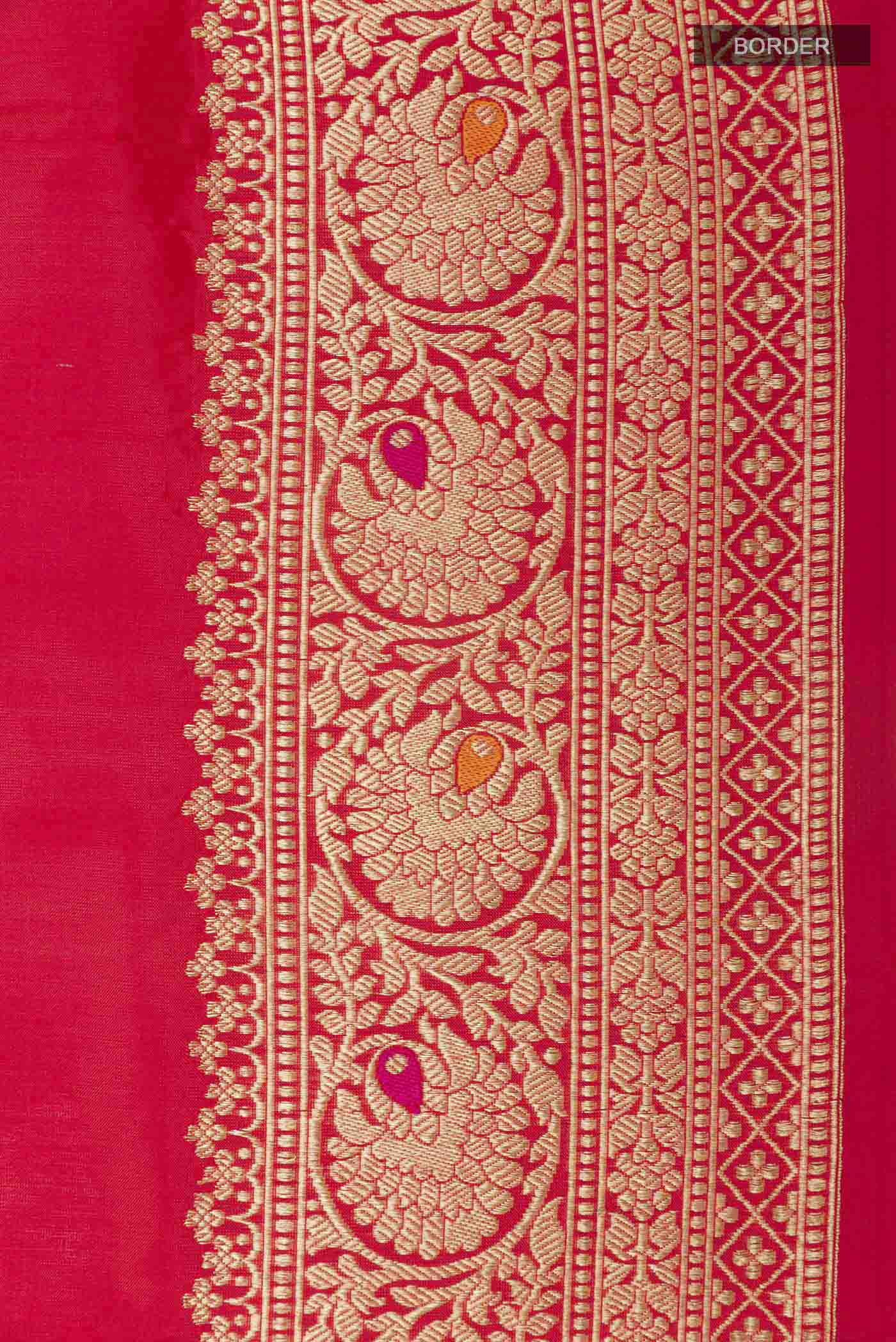 Red Banarasi Katan Silk Saree - Image 3