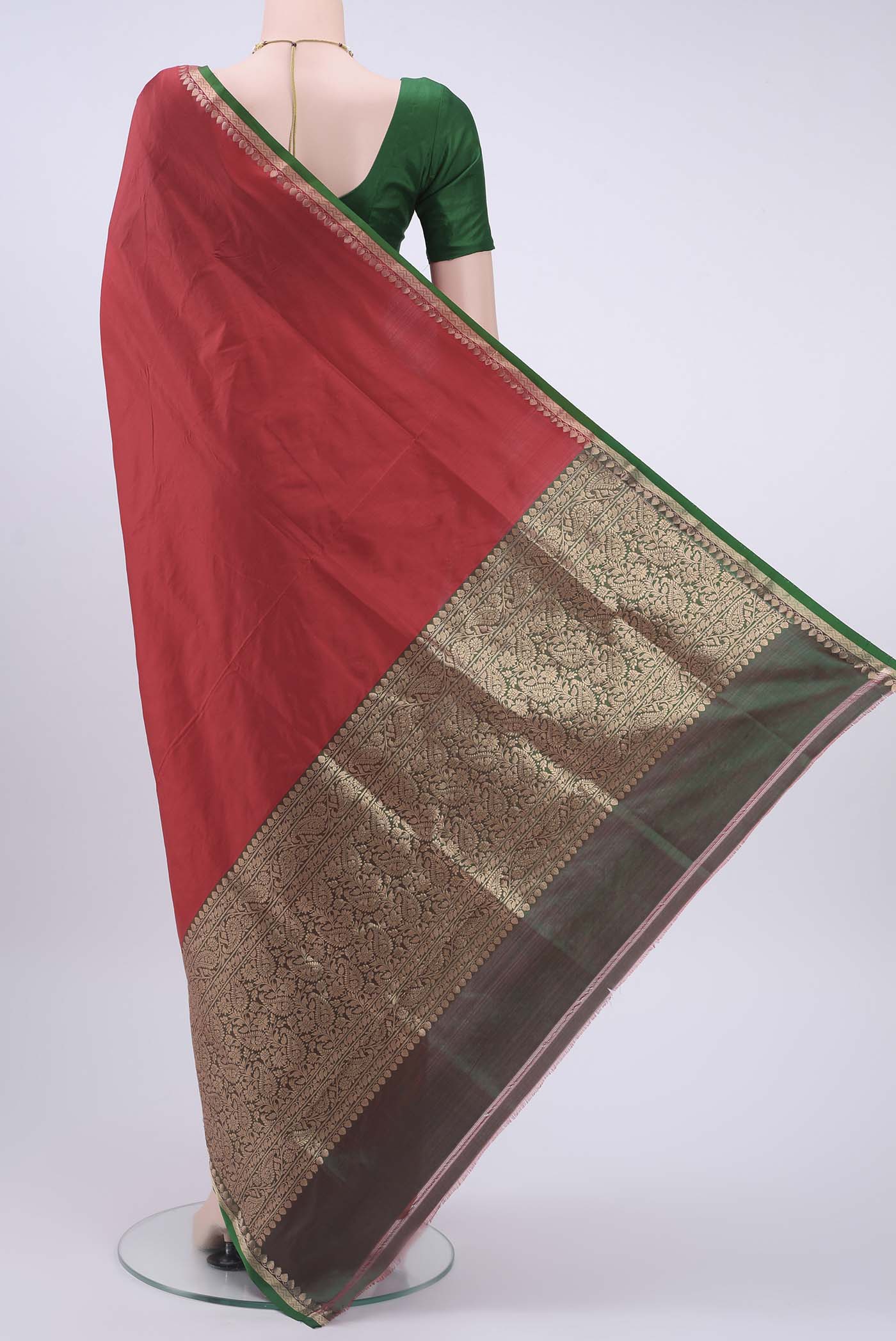 Red Banarasi Katan Silk Saree - Image 3