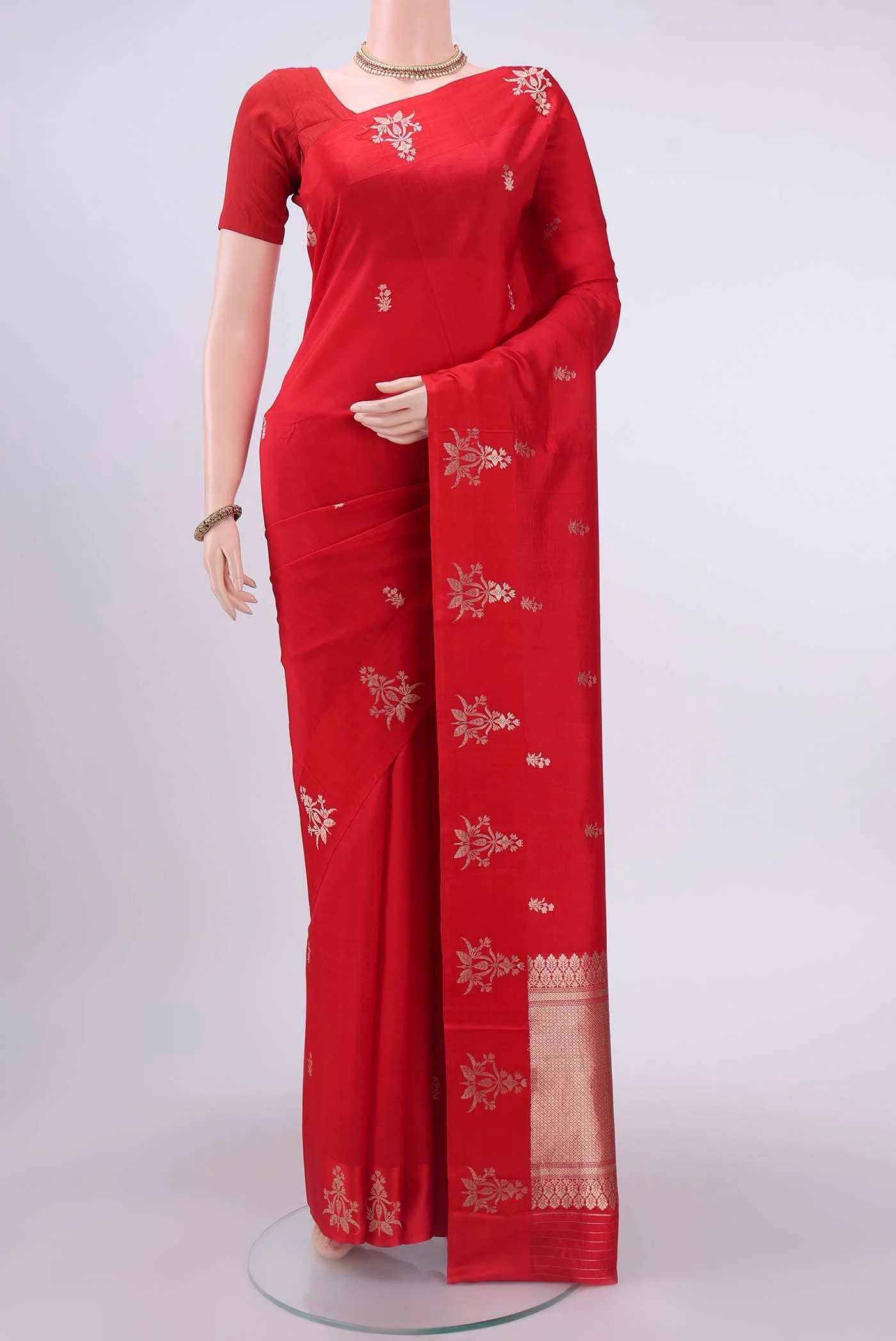 Red Banarasi Katan Silk Saree