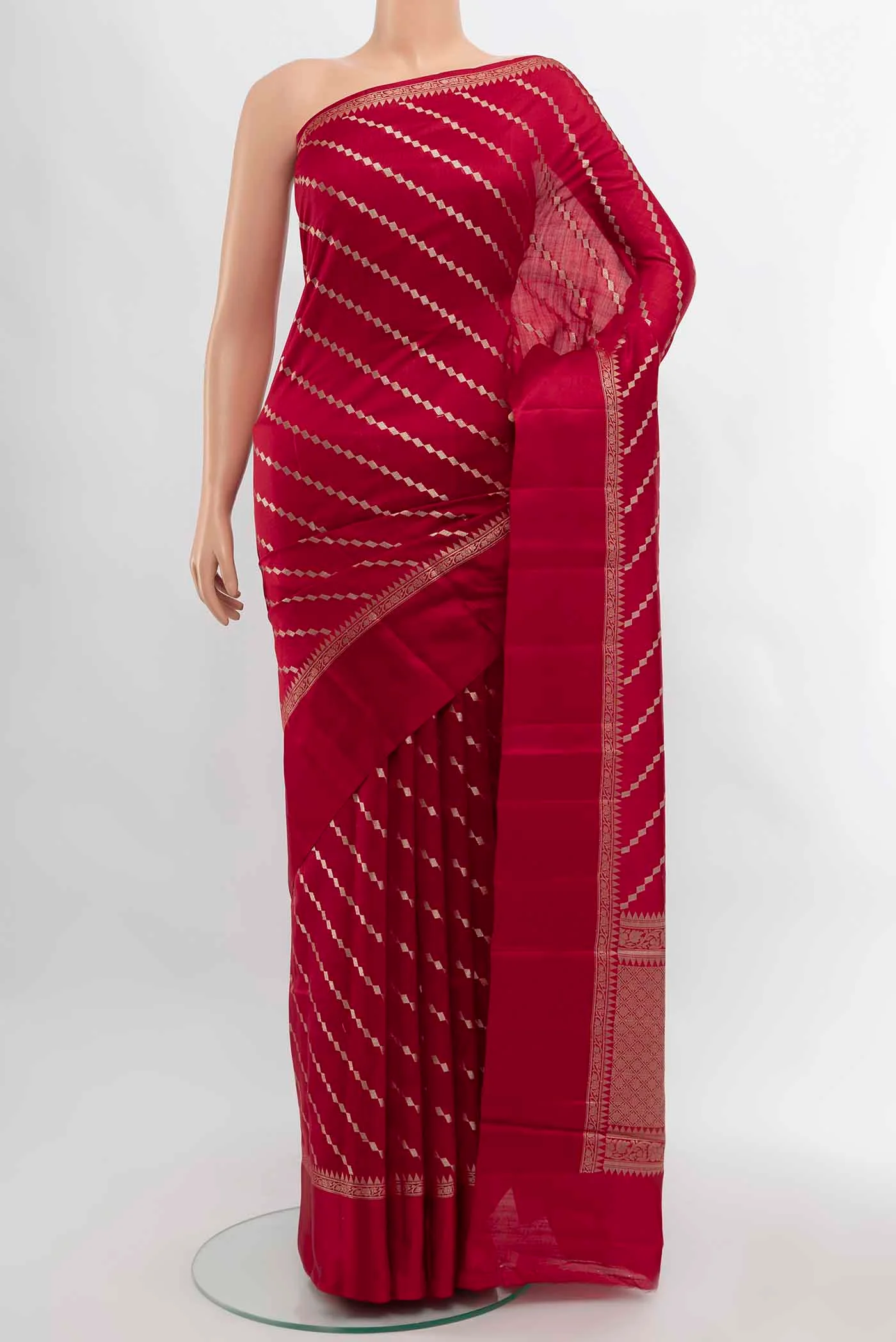 Red Banarasi Raw Silk Saree