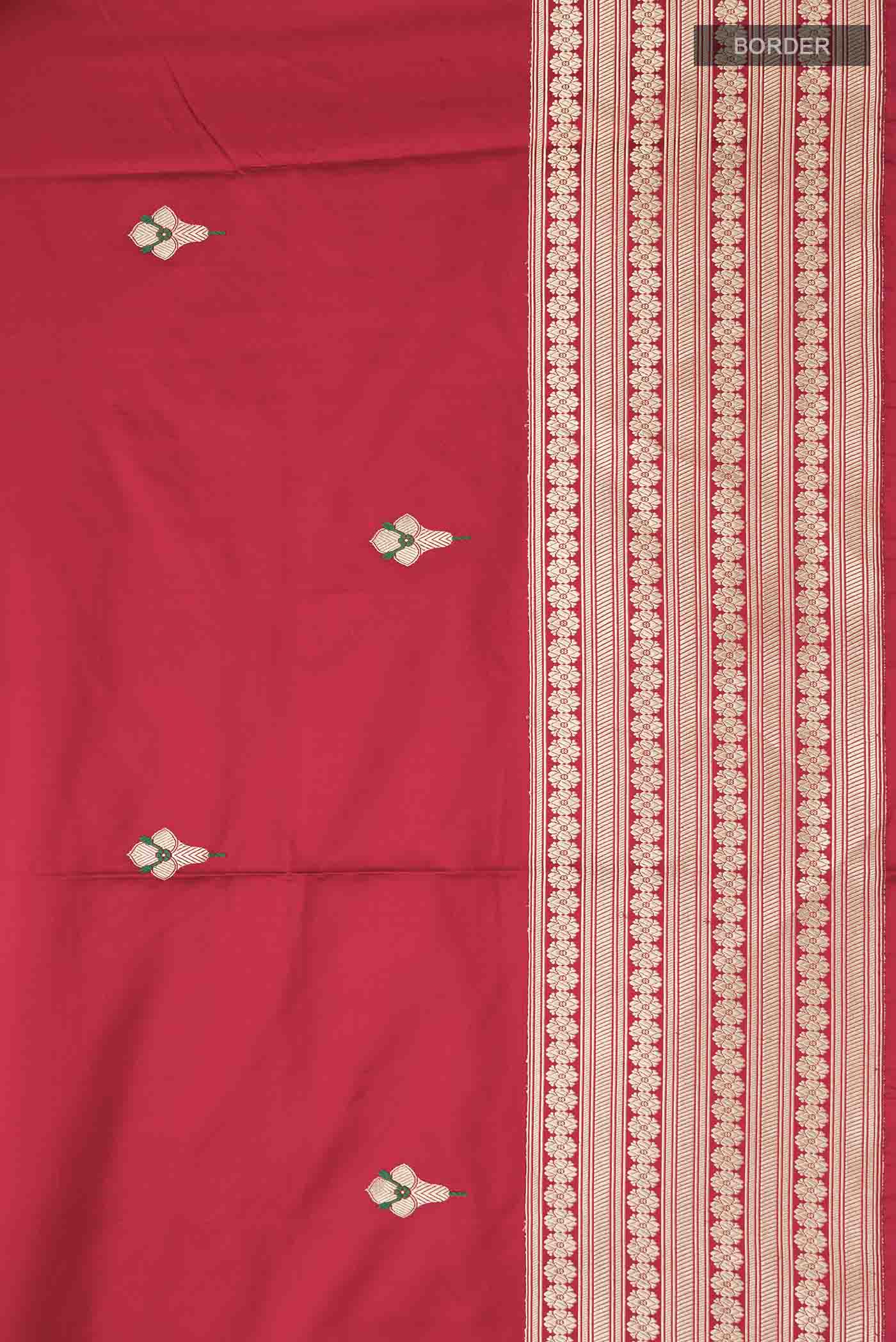 Red Banarasi Silk Saree - Image 3