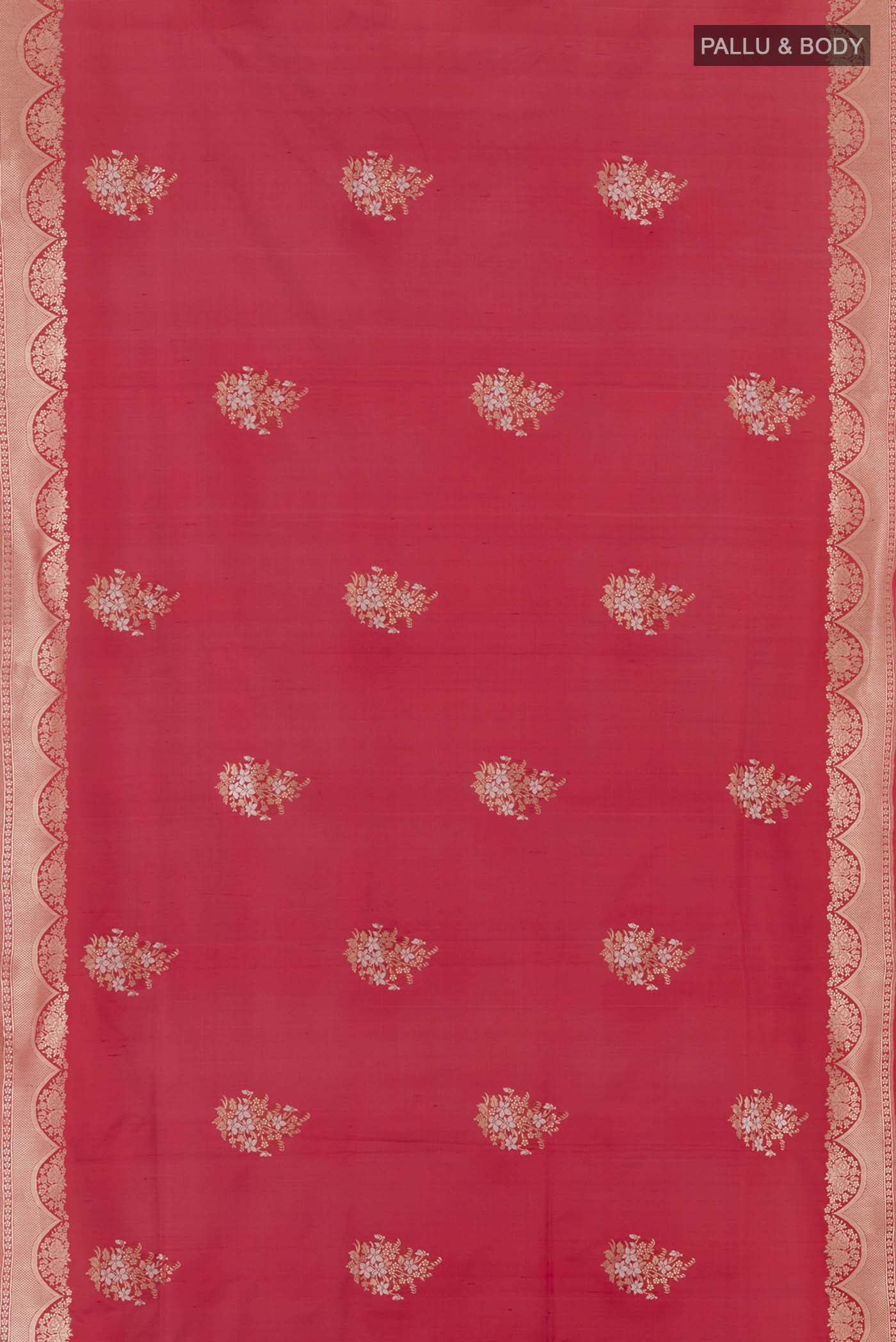 Red Banarasi Silk Saree - Image 6