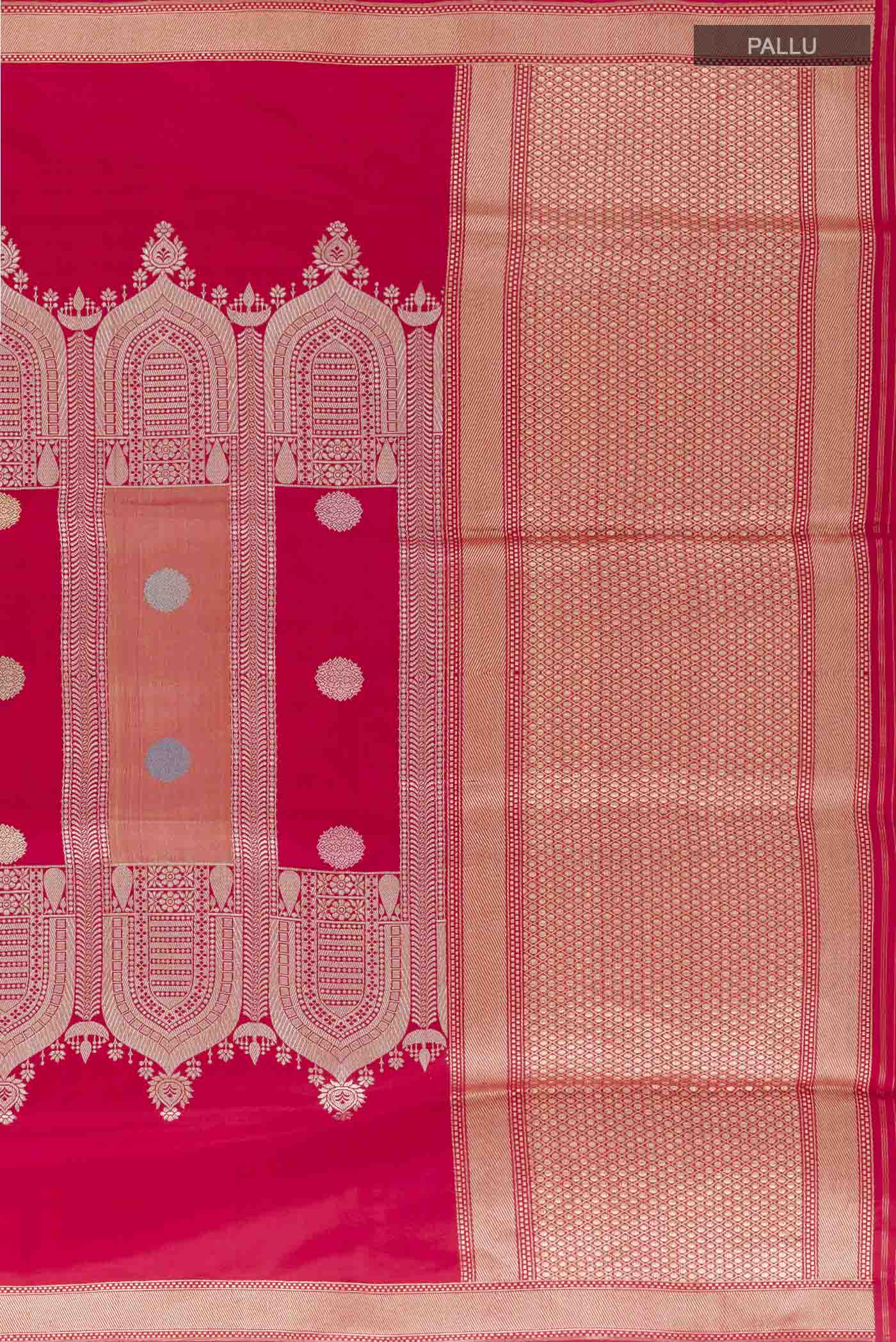 Red Banarasi Silk Saree - Image 7