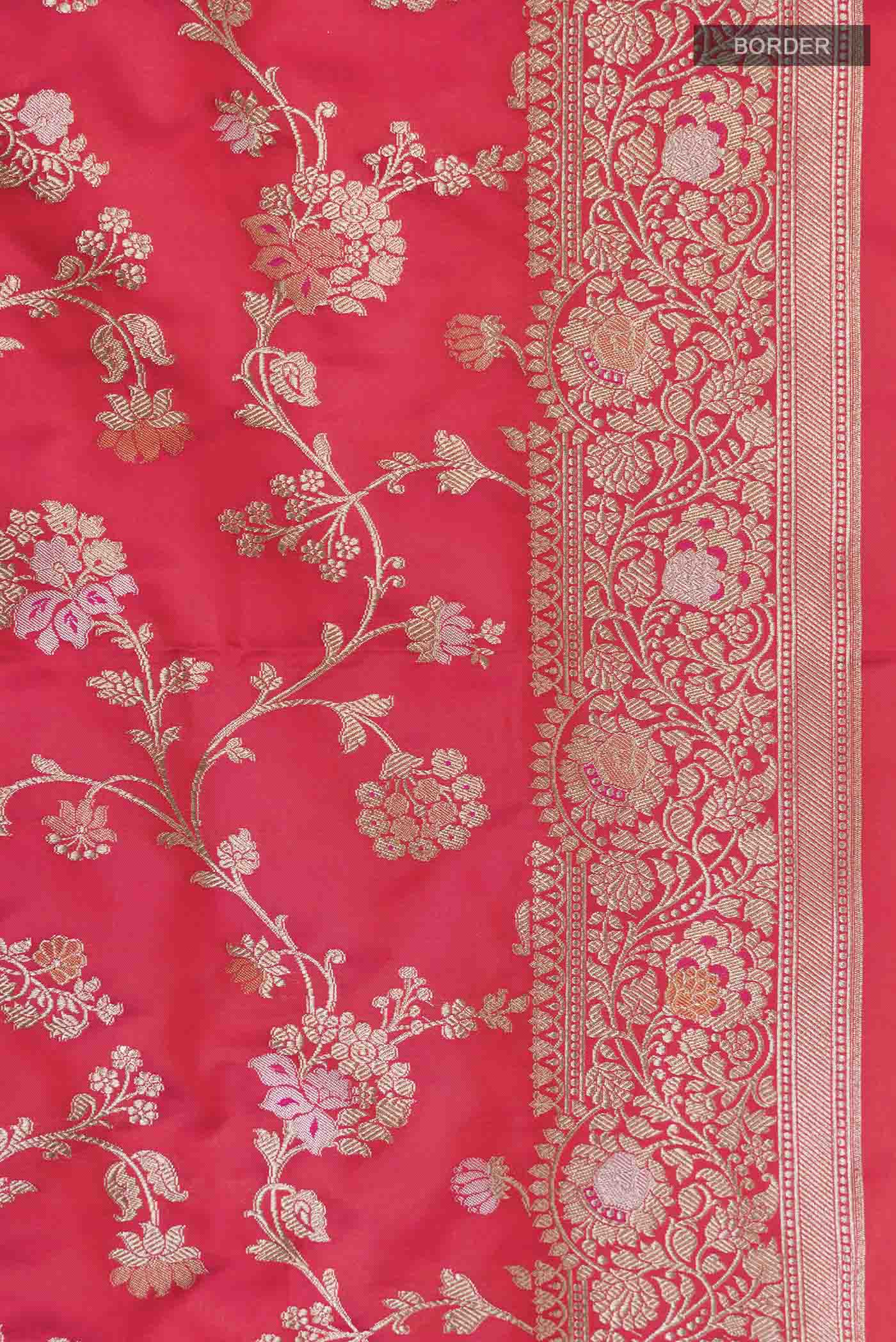 Red Banarasi Silk Saree - Image 3