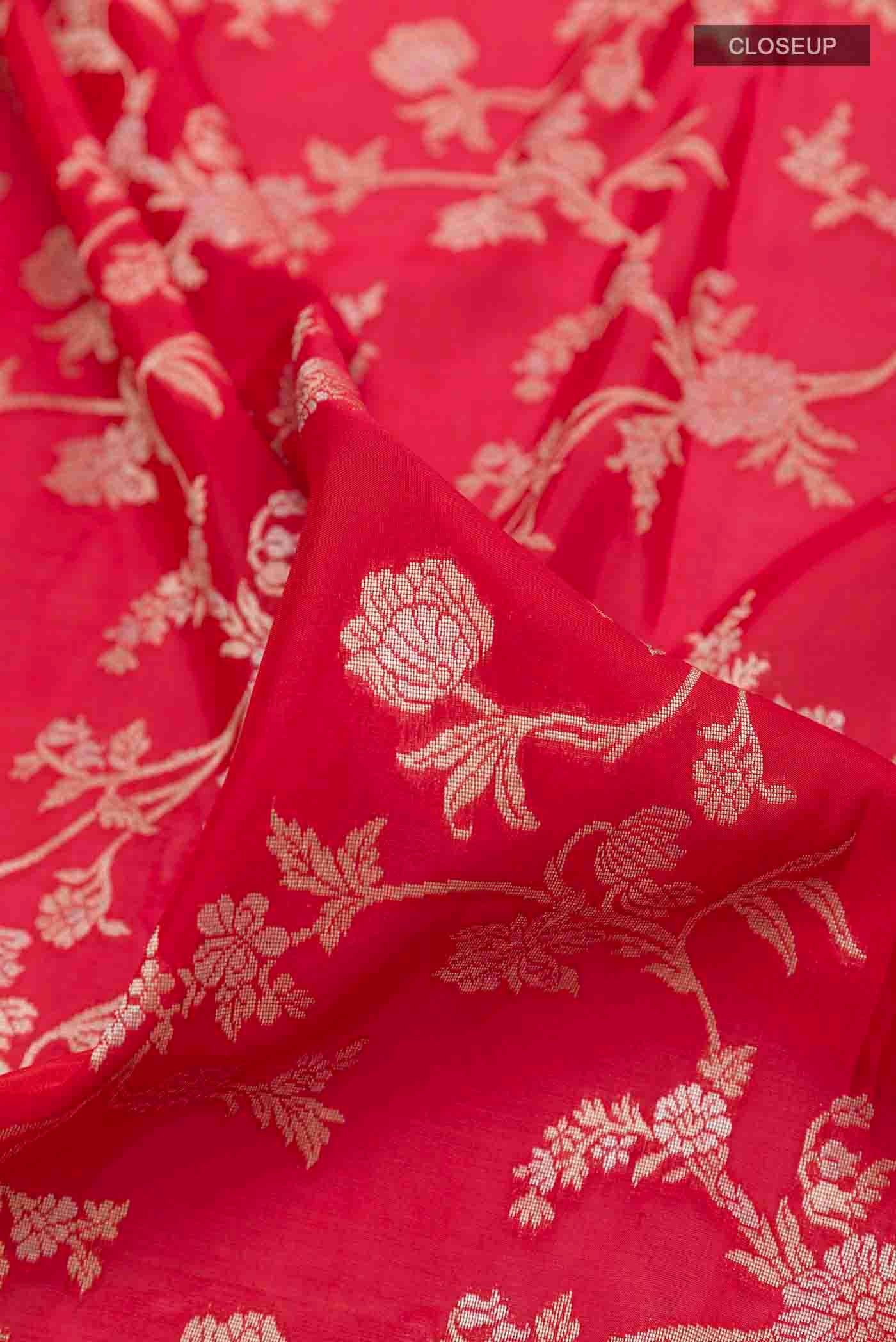 Red Banarasi Silk Saree - Image 2