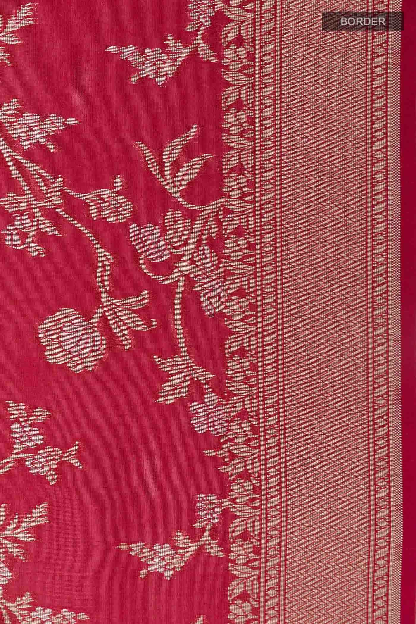 Red Banarasi Silk Saree - Image 3