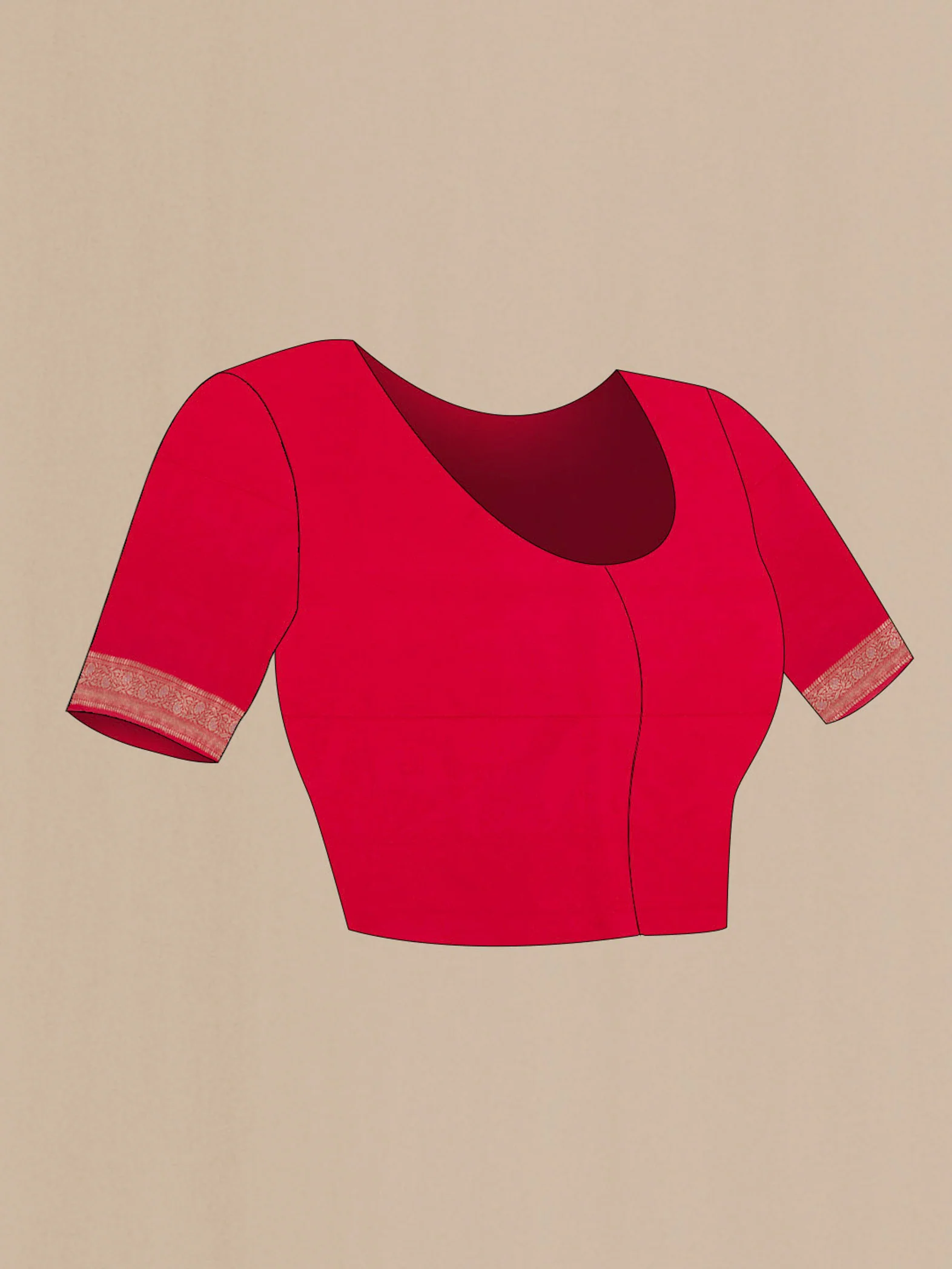 Red with Pink Dual Tone Banarasi Silk Saree - Image 2