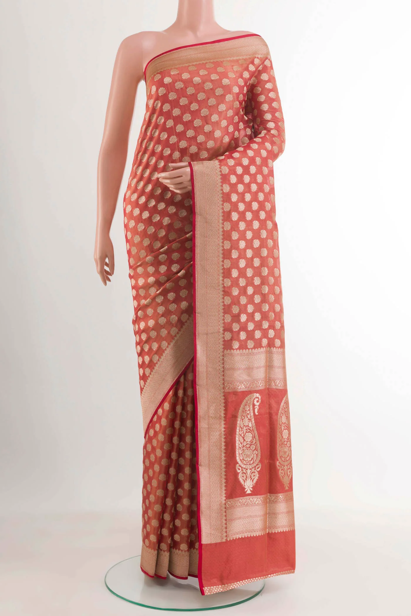 Coral Banarasi Silk Saree