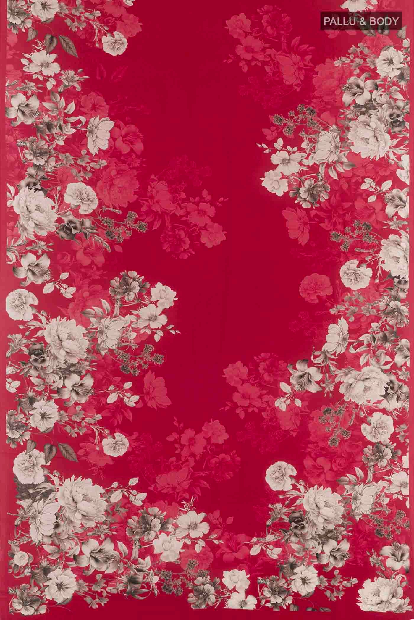 Maroon Mysore Crepe Saree - Image 3