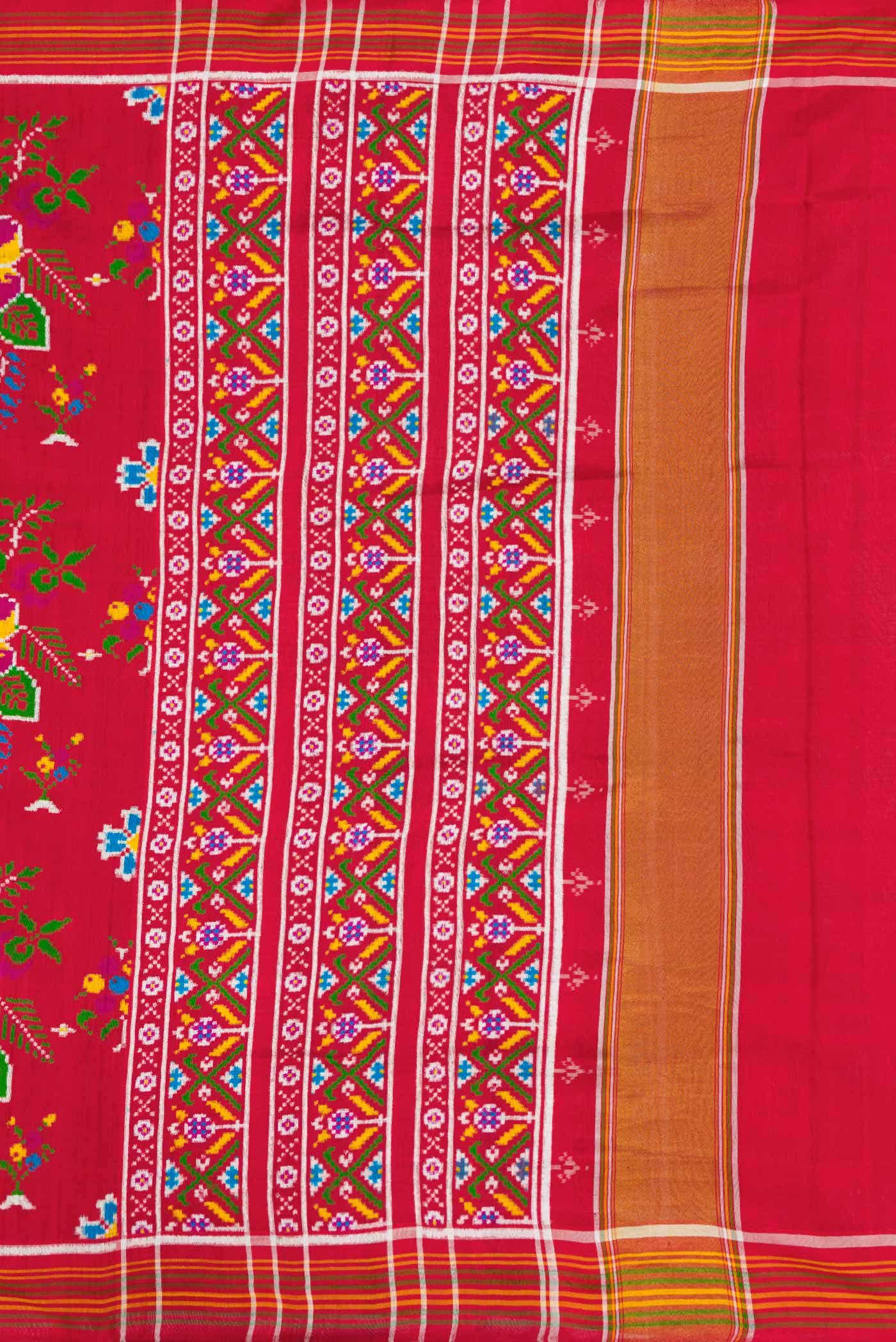 Pure Silk Pure Zari Red Double Ikat Saree - Image 5