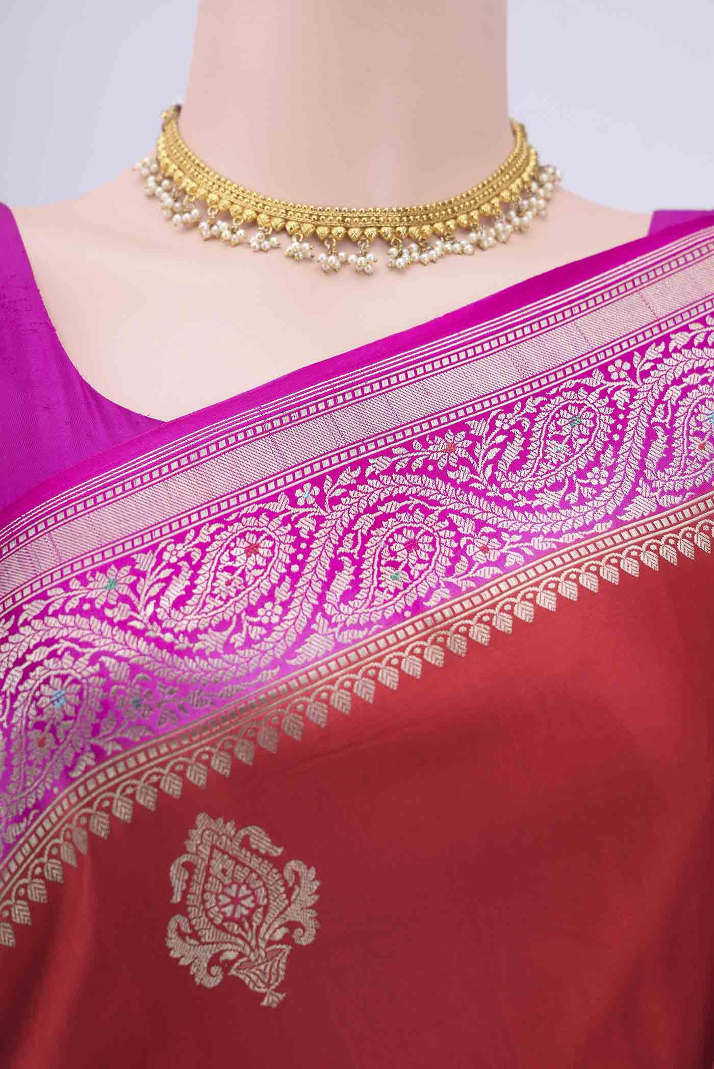 Red Dual Tone Banarasi Silk Saree - Image 2