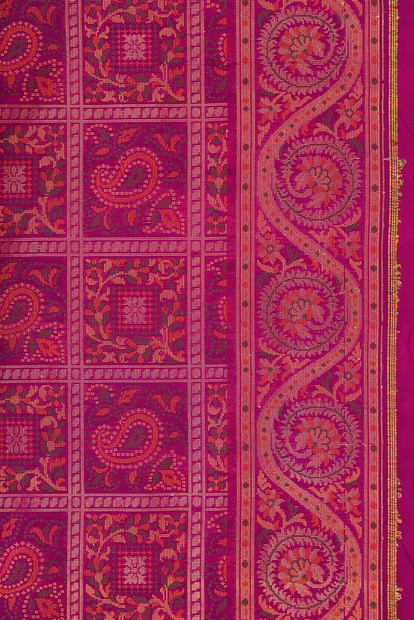 Magenta Banarasi Silk Saree - Image 3
