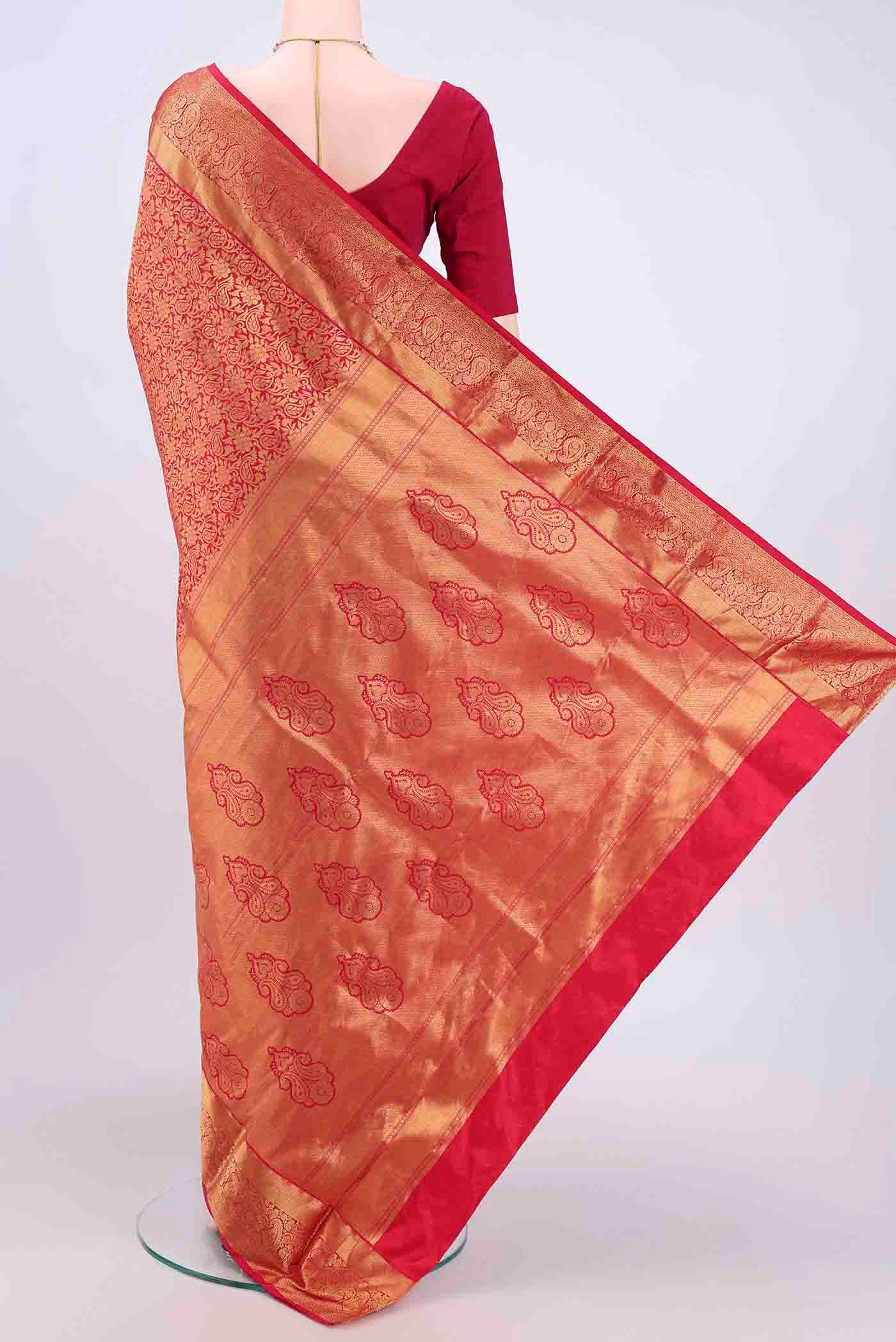 Red Dual Tone Bangalore Silk Saree - Image 3