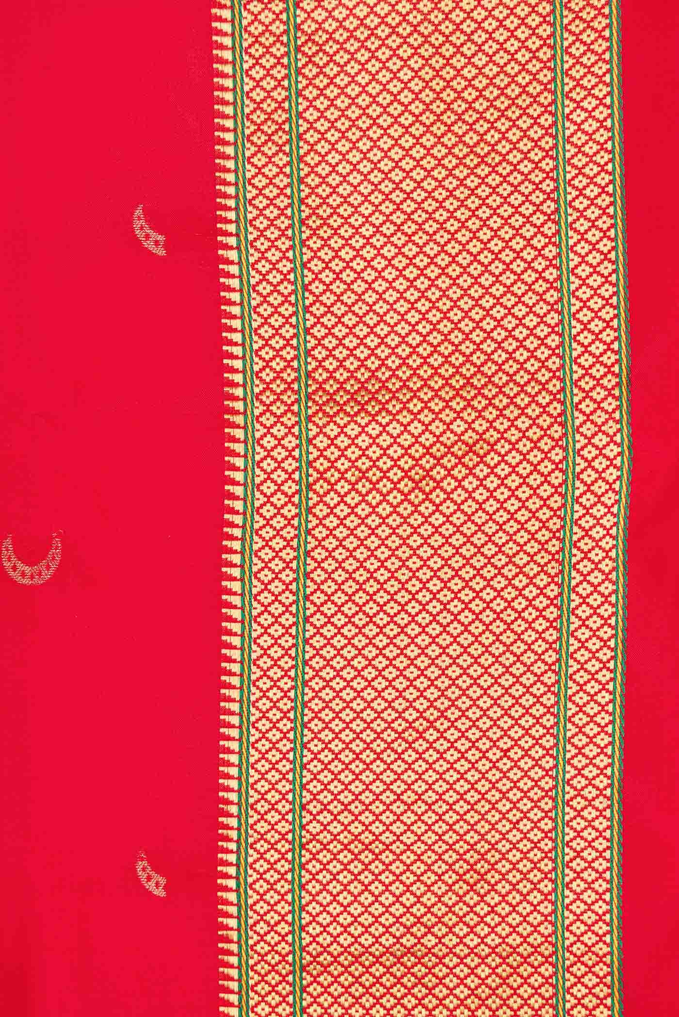 Red Dual Tone Blended Paithani Silk Saree - Image 3