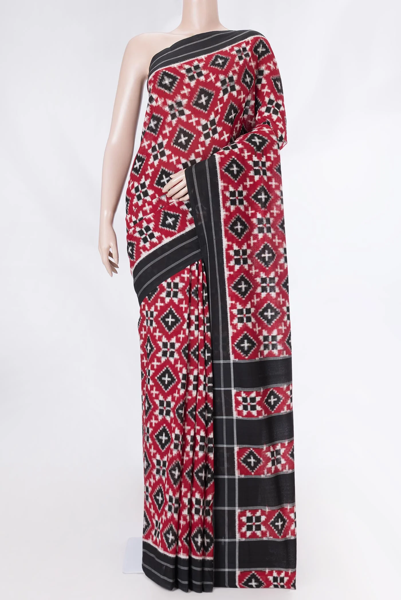 Red Dual Tone Double Ikat Saree