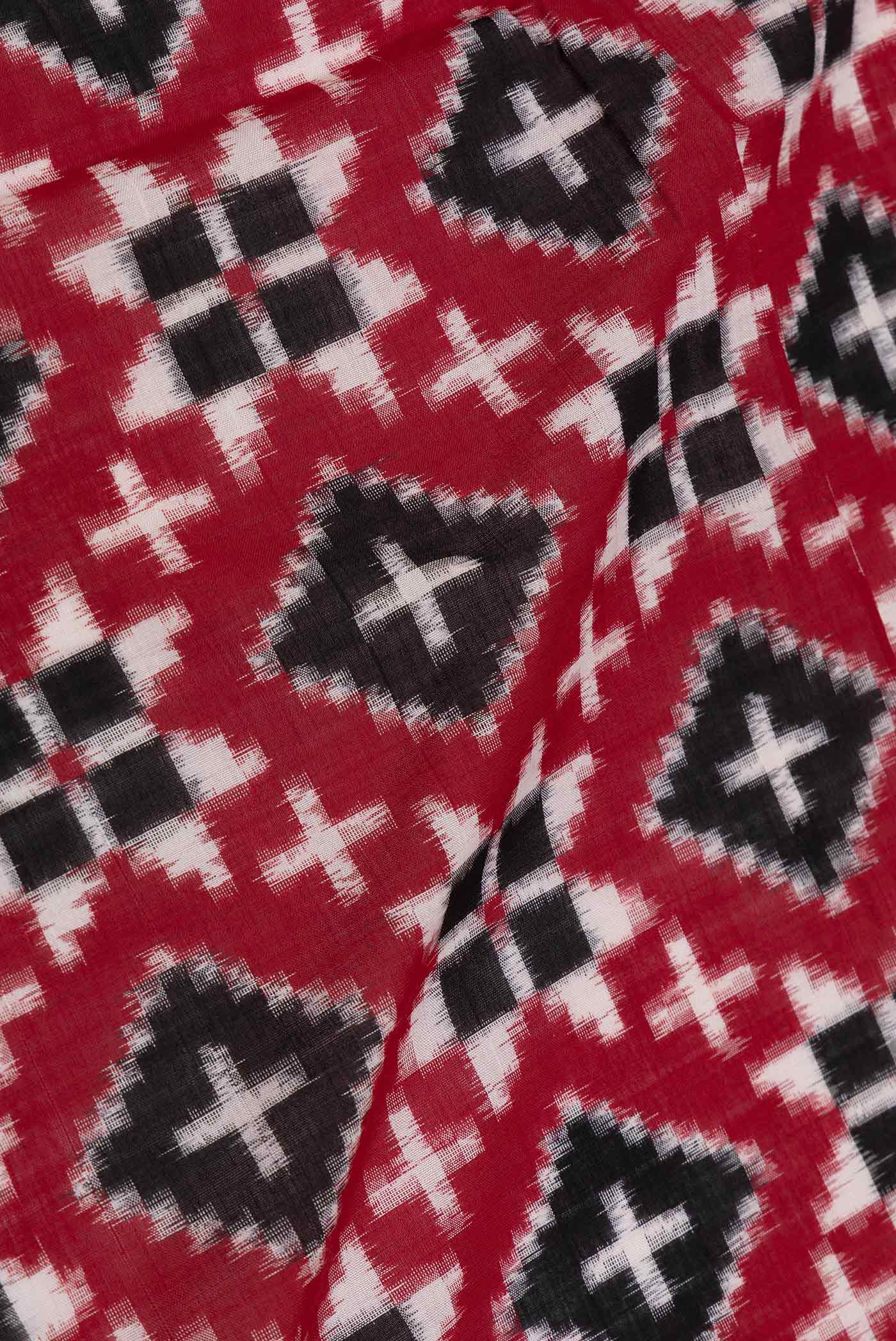 Red Dual Tone Double Ikat Saree - Image 2