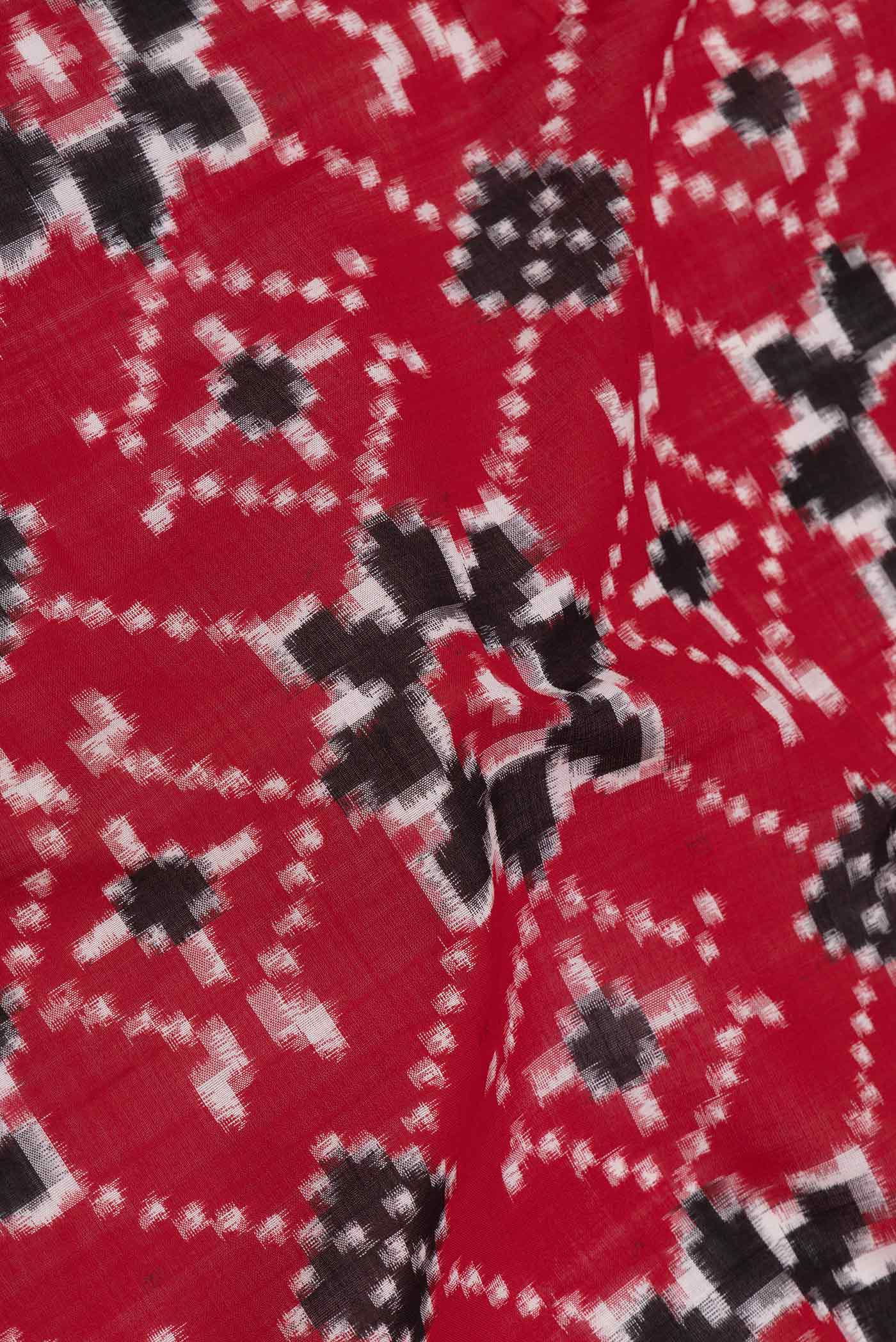 Red Double Ikat Saree - Image 2