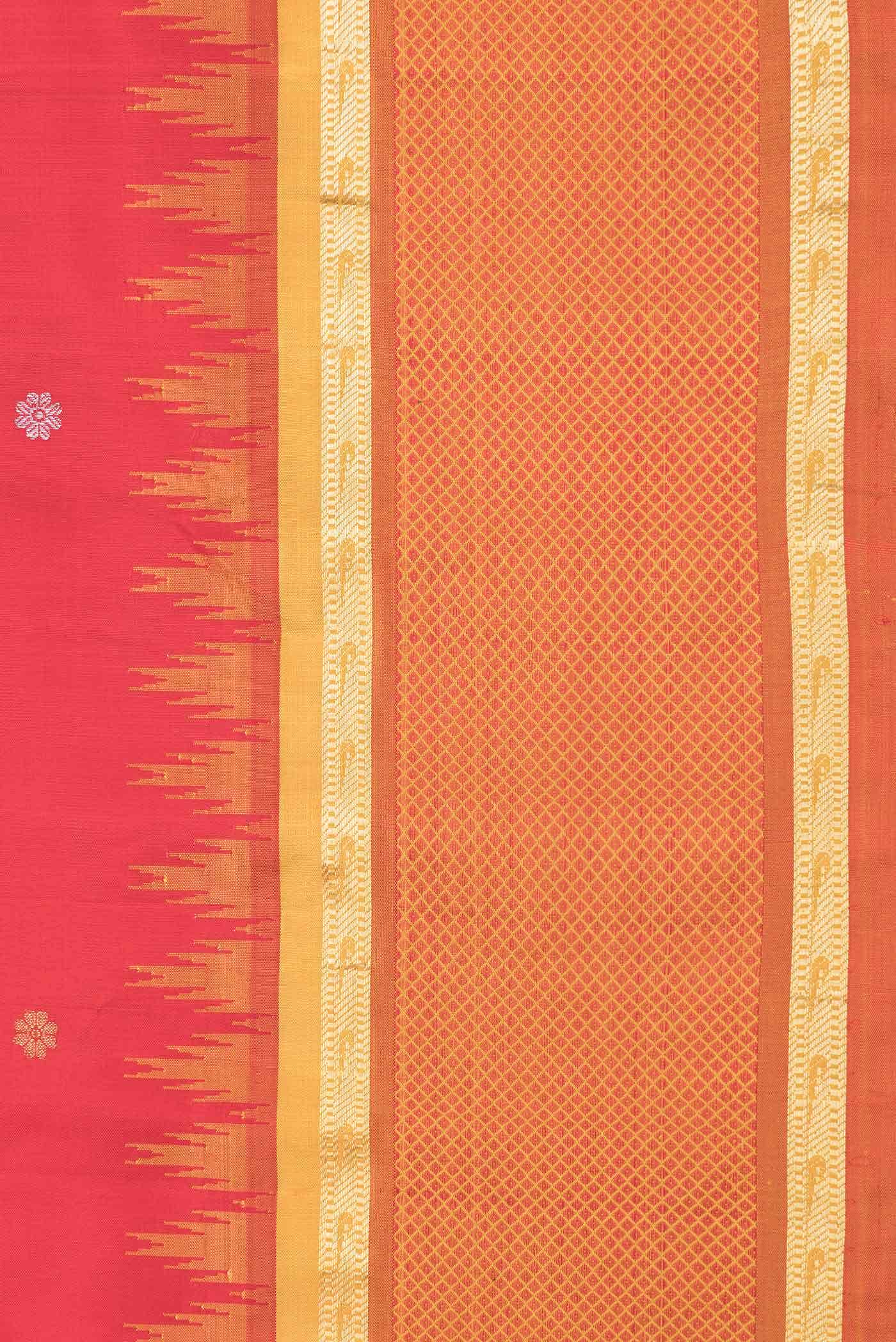 Red Dual Tone Gadwal Silk Saree - Image 6