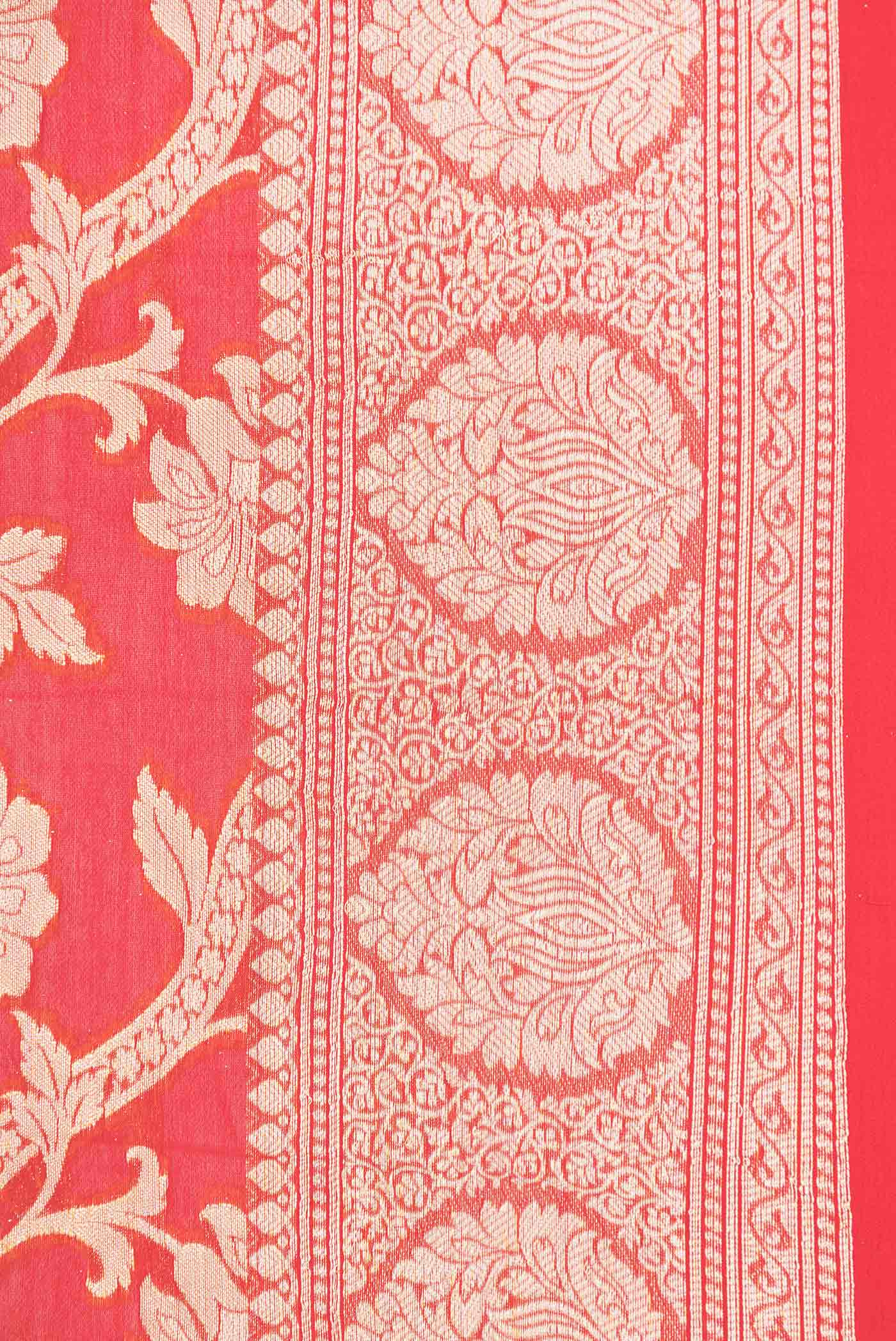 Red Dual Tone Georgette Saree - Image 3