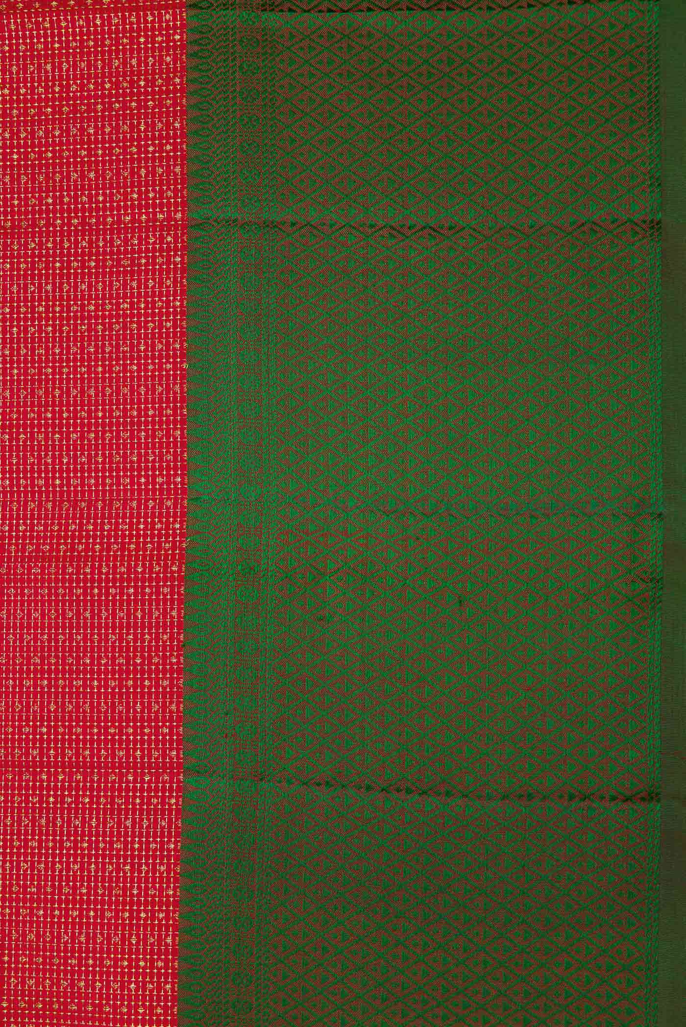 Red Dual Tone Kanchipuram Silk Saree - Image 3