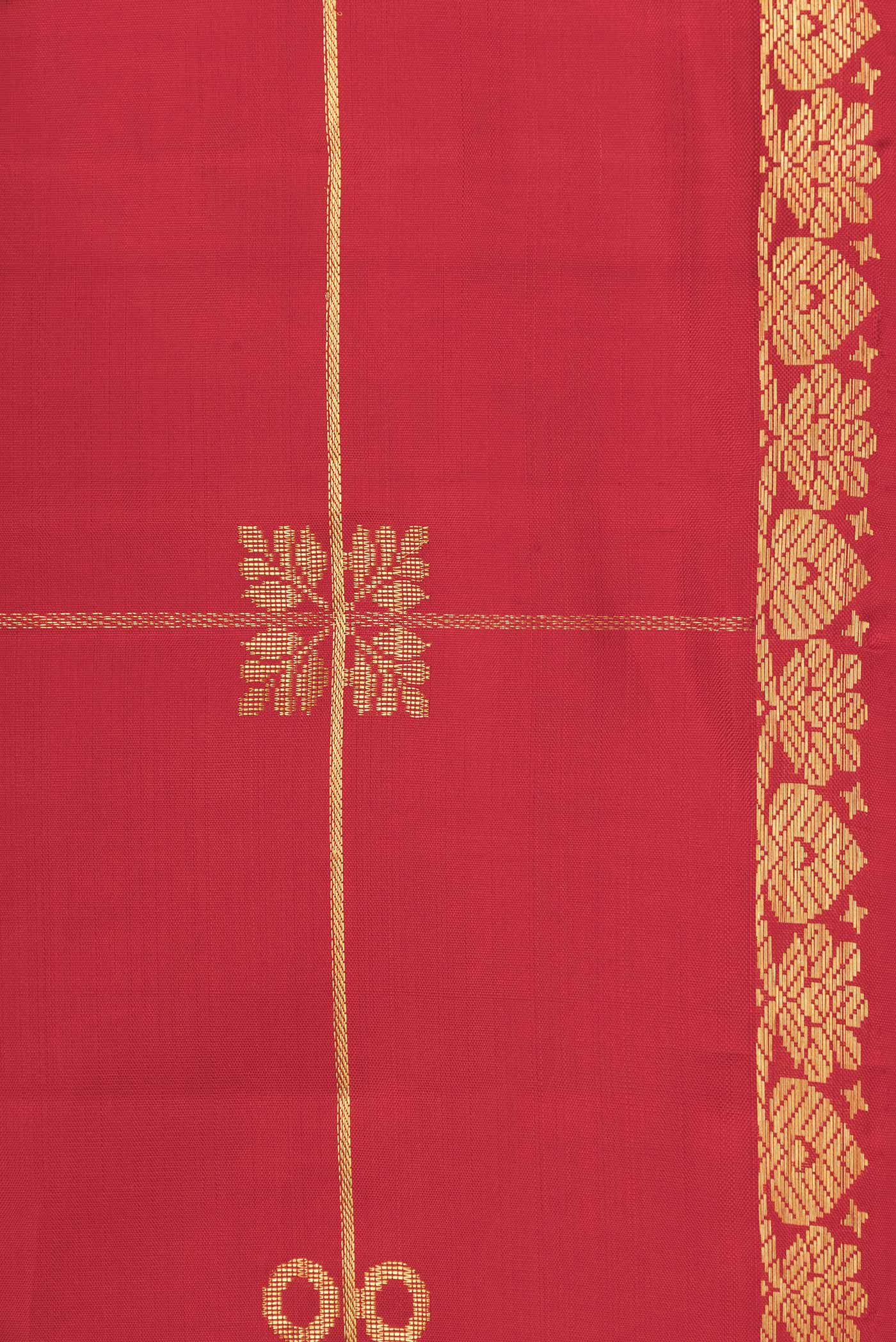 Red Dual Tone Kanjivaram Silk Saree - Image 3