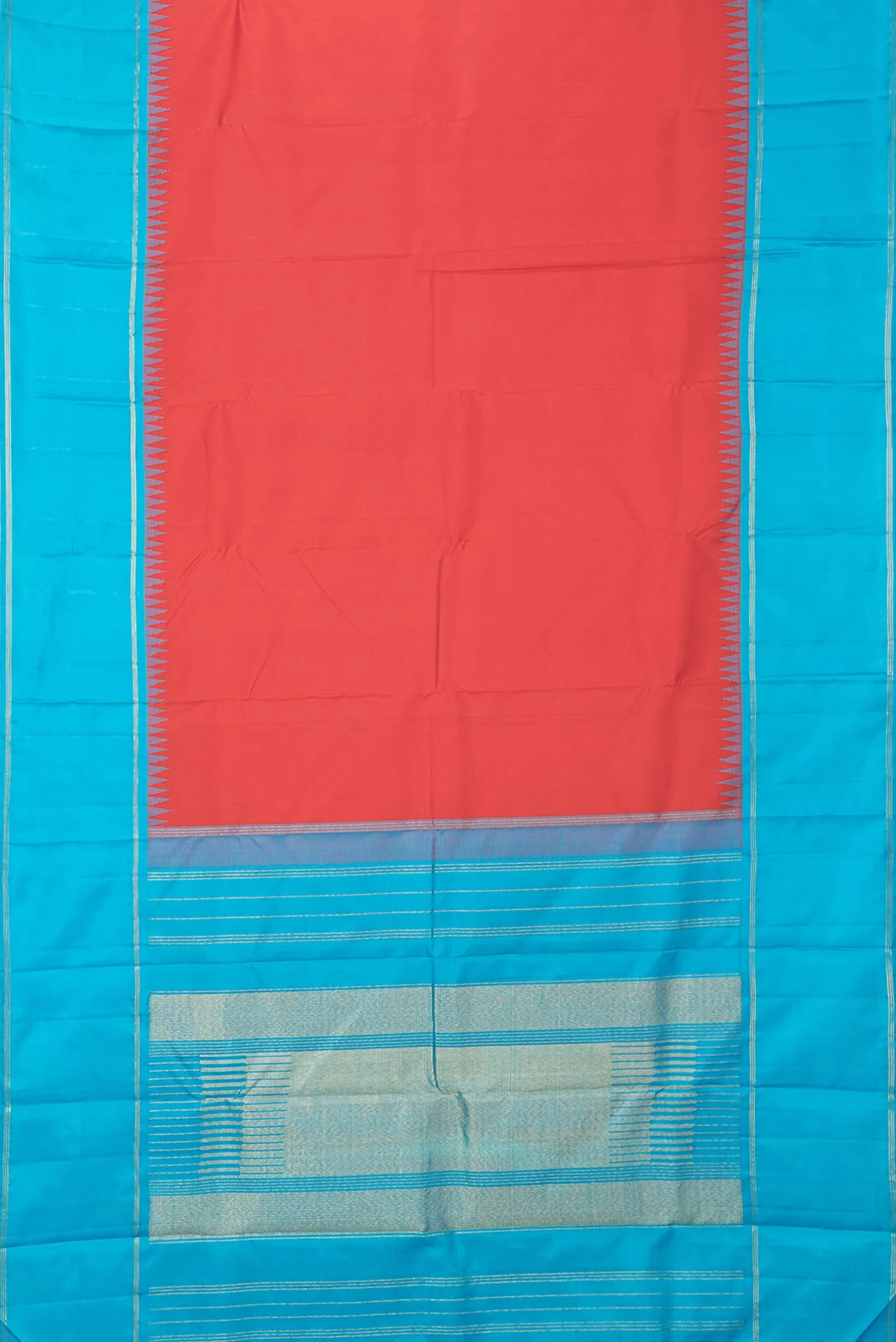 Red Dual Tone Kanjivaram Silk Saree - Image 6