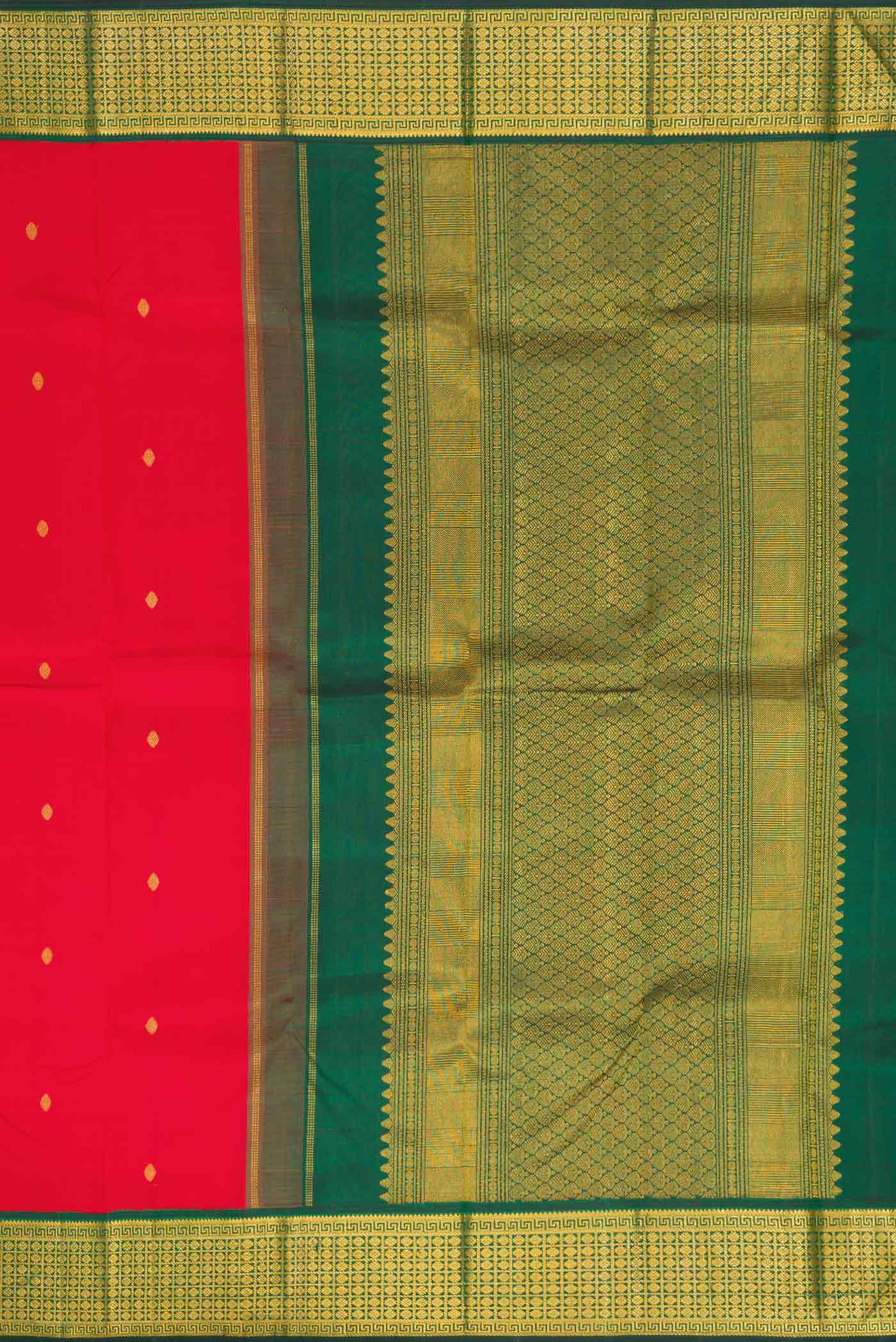 Red Dual Tone Kanjivaram Silk Saree - Image 7