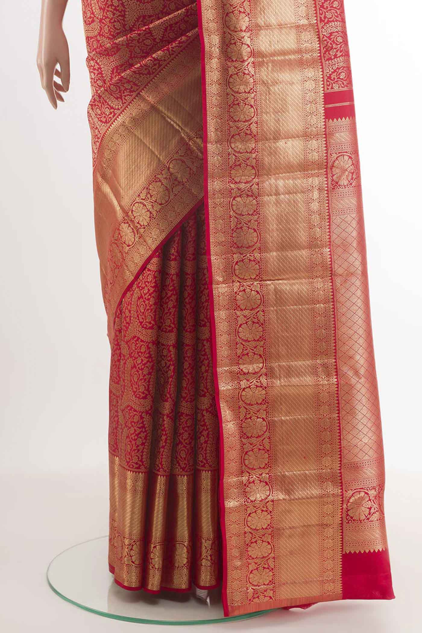 Red Kanchipuram Silk Saree - Image 3