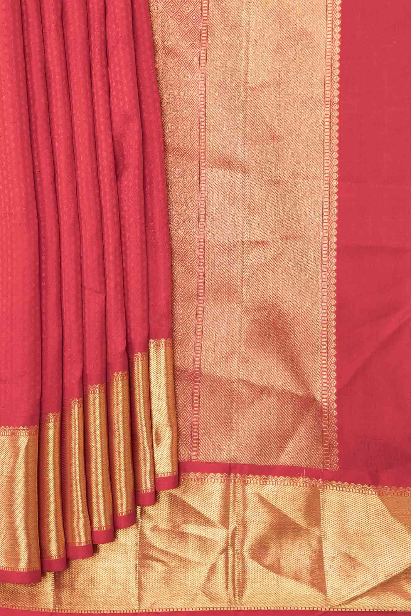 Pure Silk Pure Zari Red Dual Tone Kanjivaram Saree - Image 2