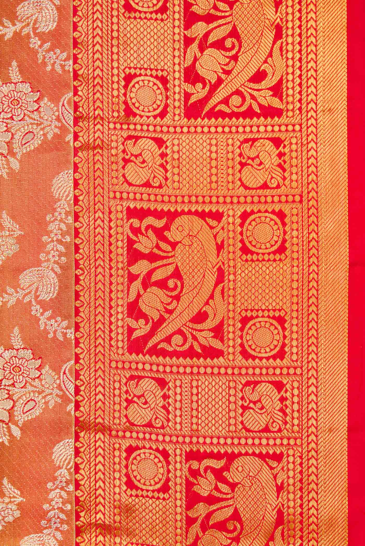 Red Dual Tone Kanjivaram Tissue Silk Saree - Image 3