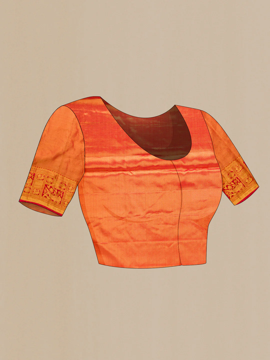 Red Dual Tone Kanjivaram Tissue Silk Saree - Image 5