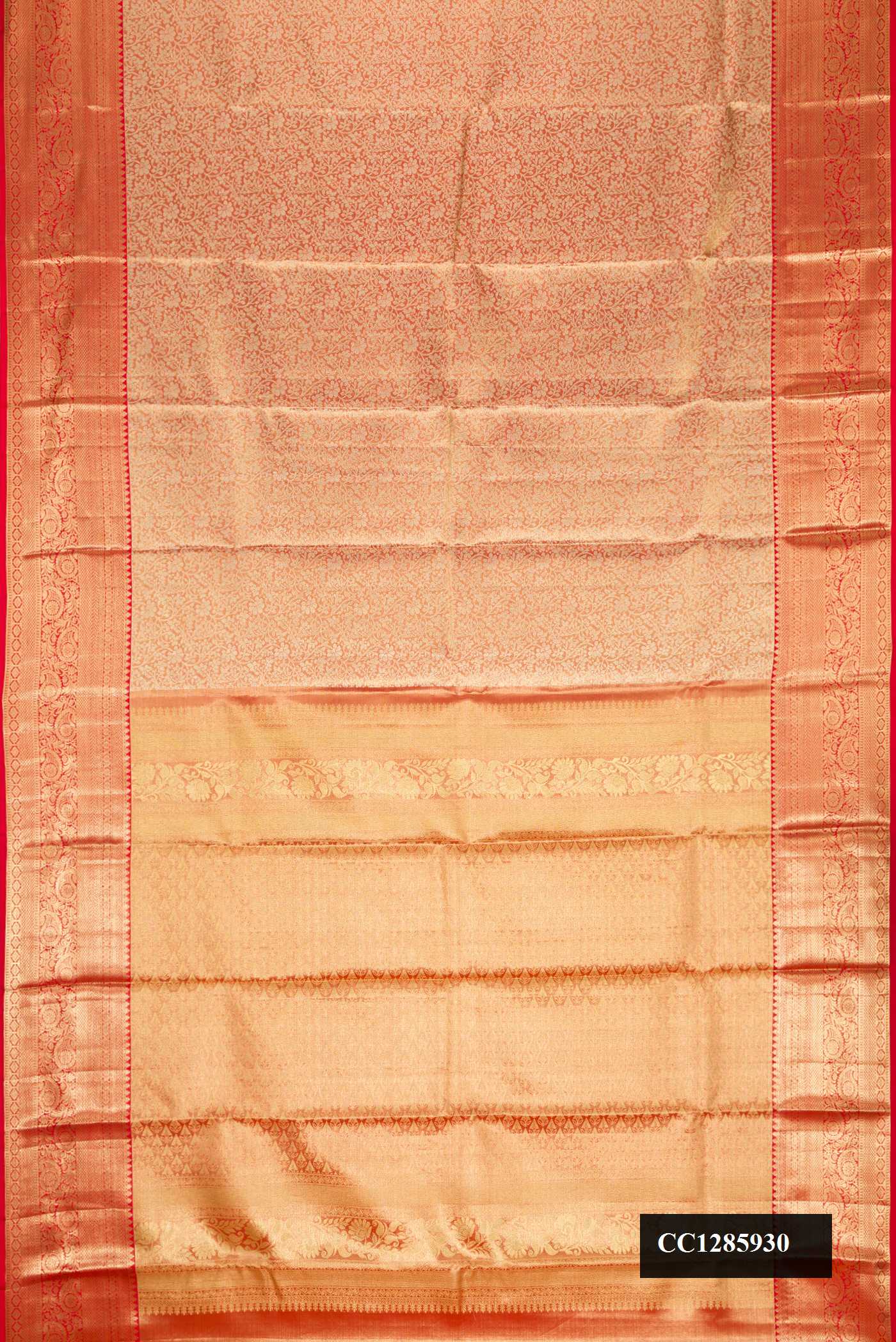 Red Dual Tone Kanchipuram Tissue Silk Saree