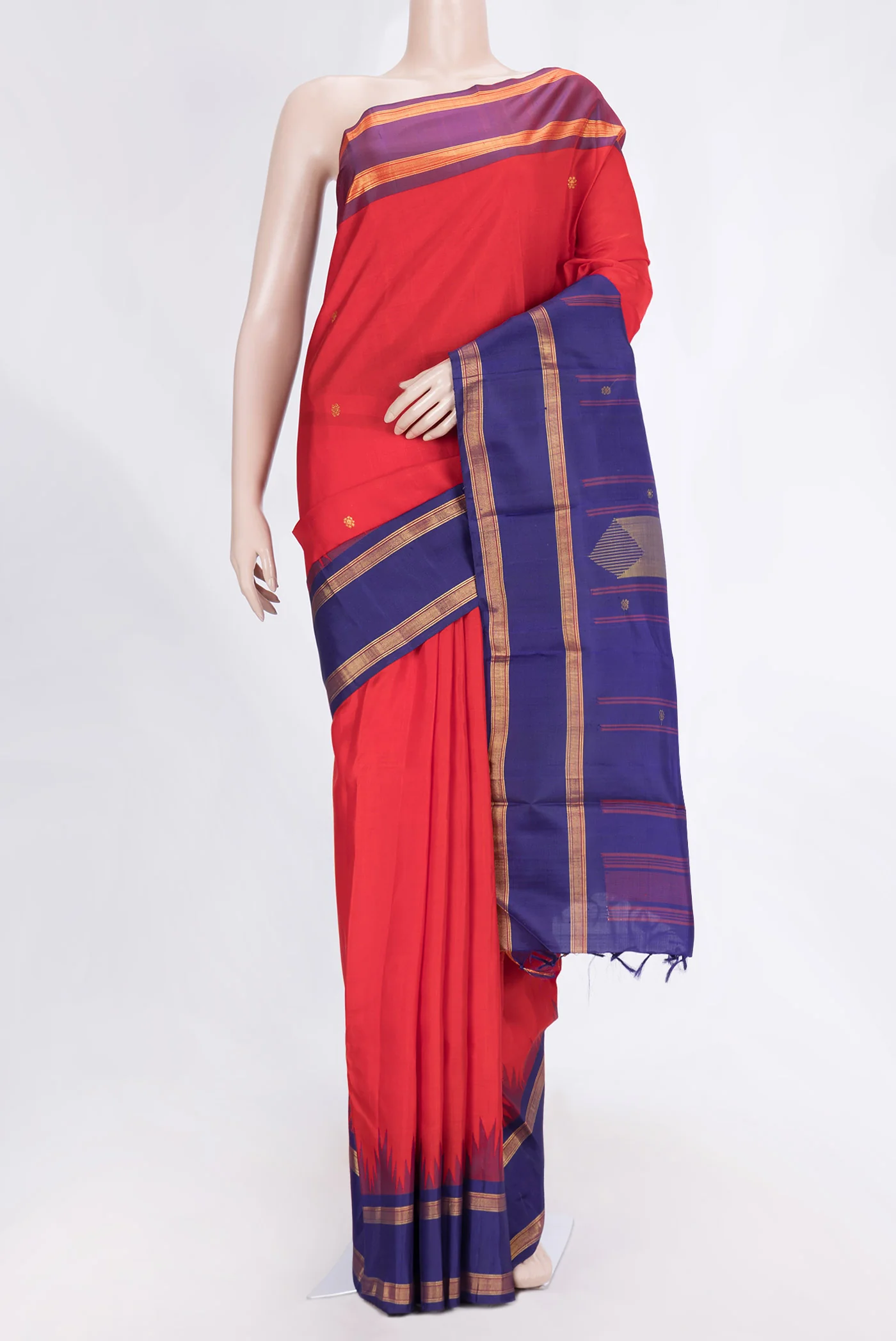 Red Dual Tone Kanjivaram Saree