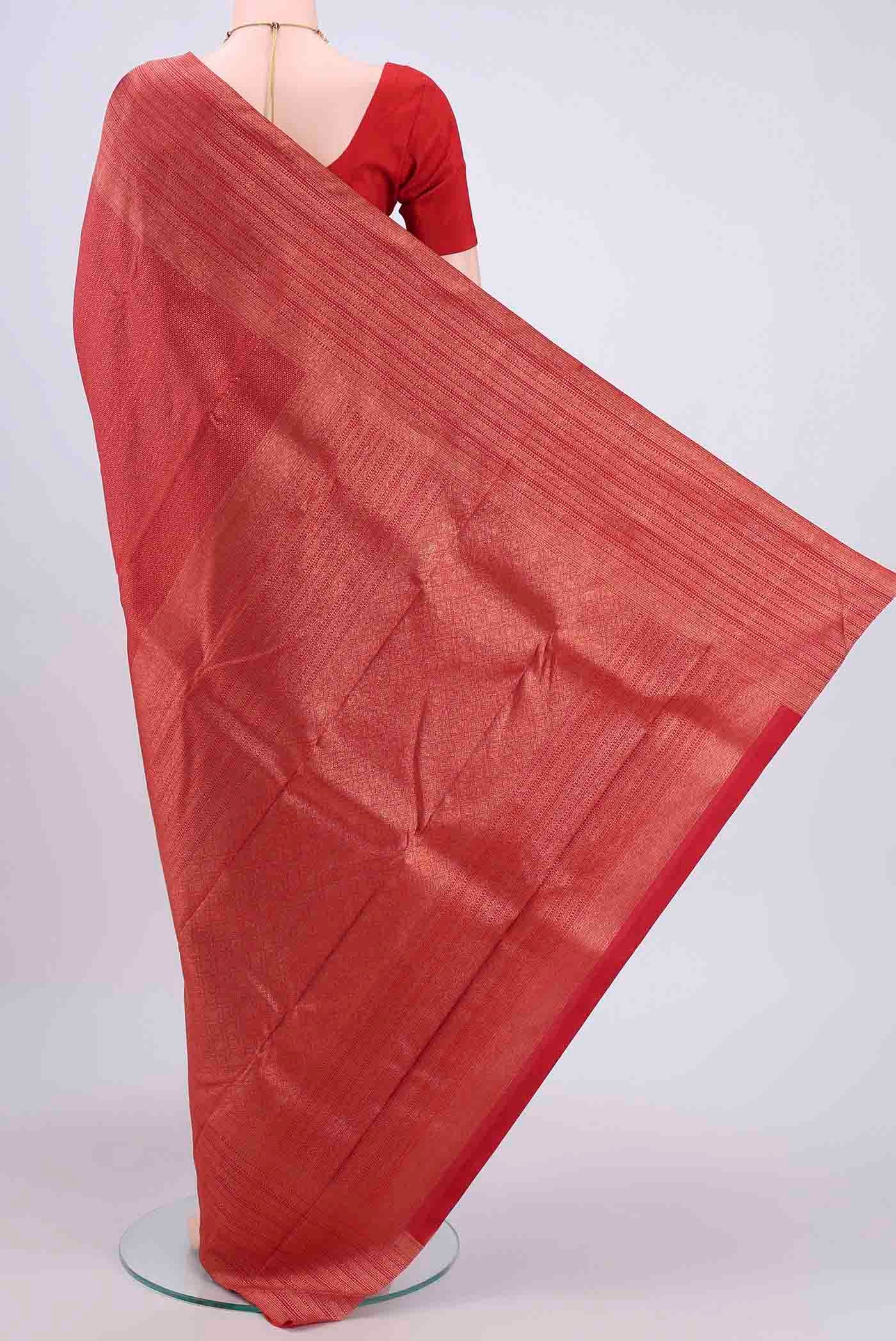 Red Dual Tone Kanjivaram Saree - Image 3