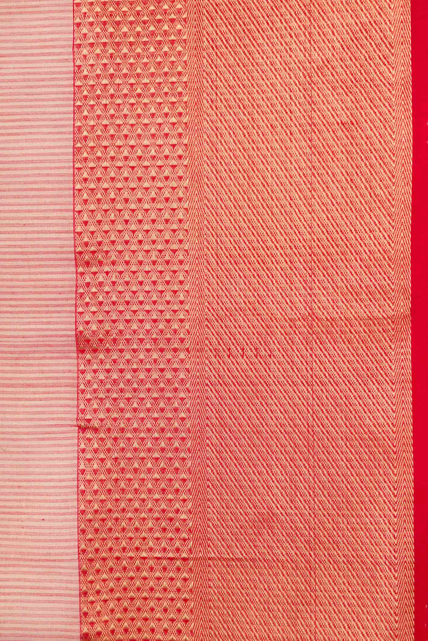 Red Dual Tone Maheshwari Silk Saree - Image 3