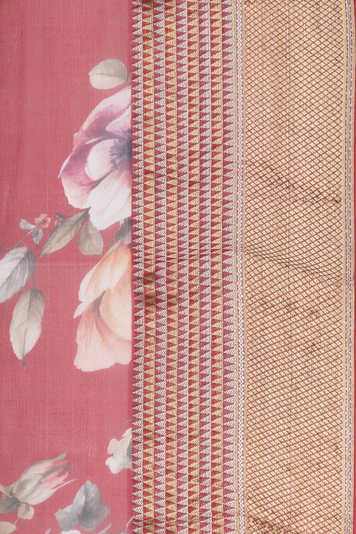 Red Dual Tone Mysore Chiffon Saree - Image 3
