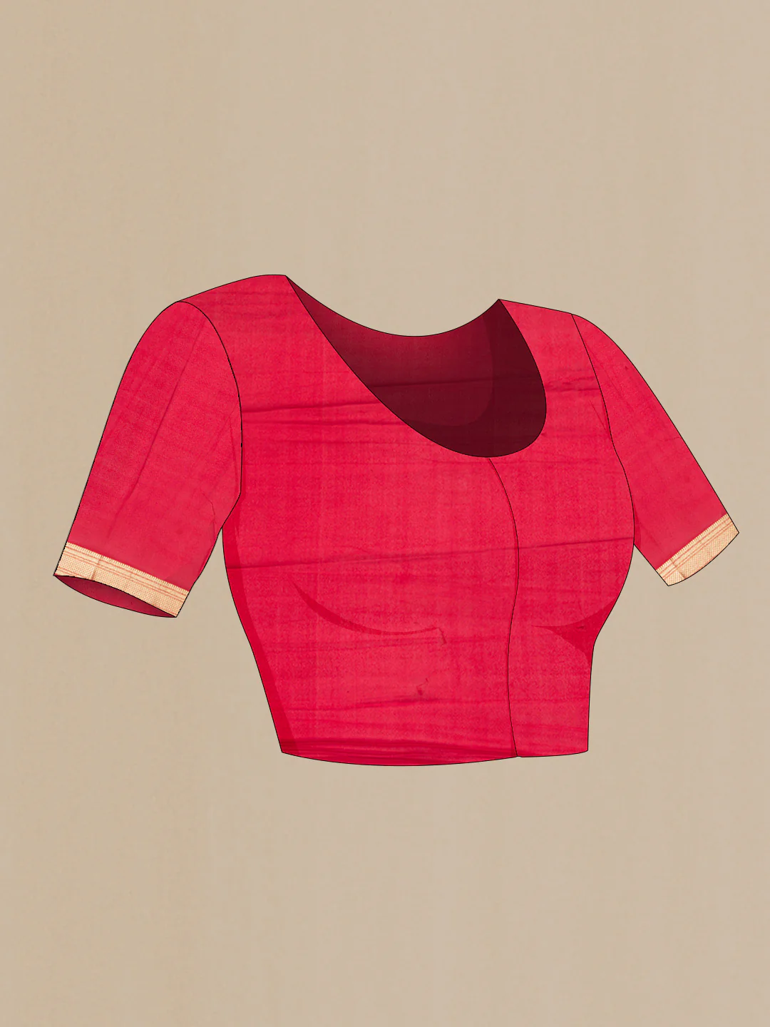 Red Mysore Crepe Saree - Image 4