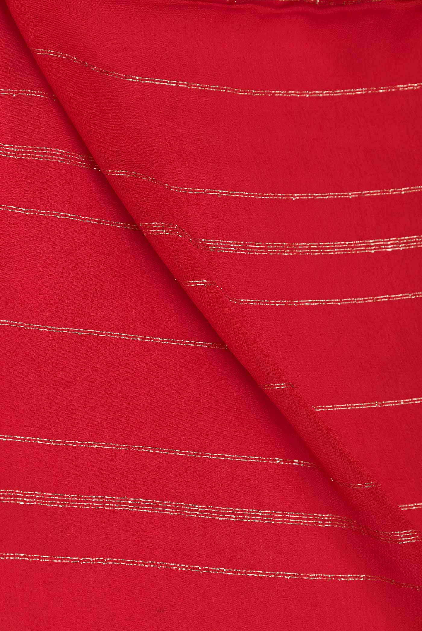 Red Dual Tone Mysore Georgette Saree - Image 2