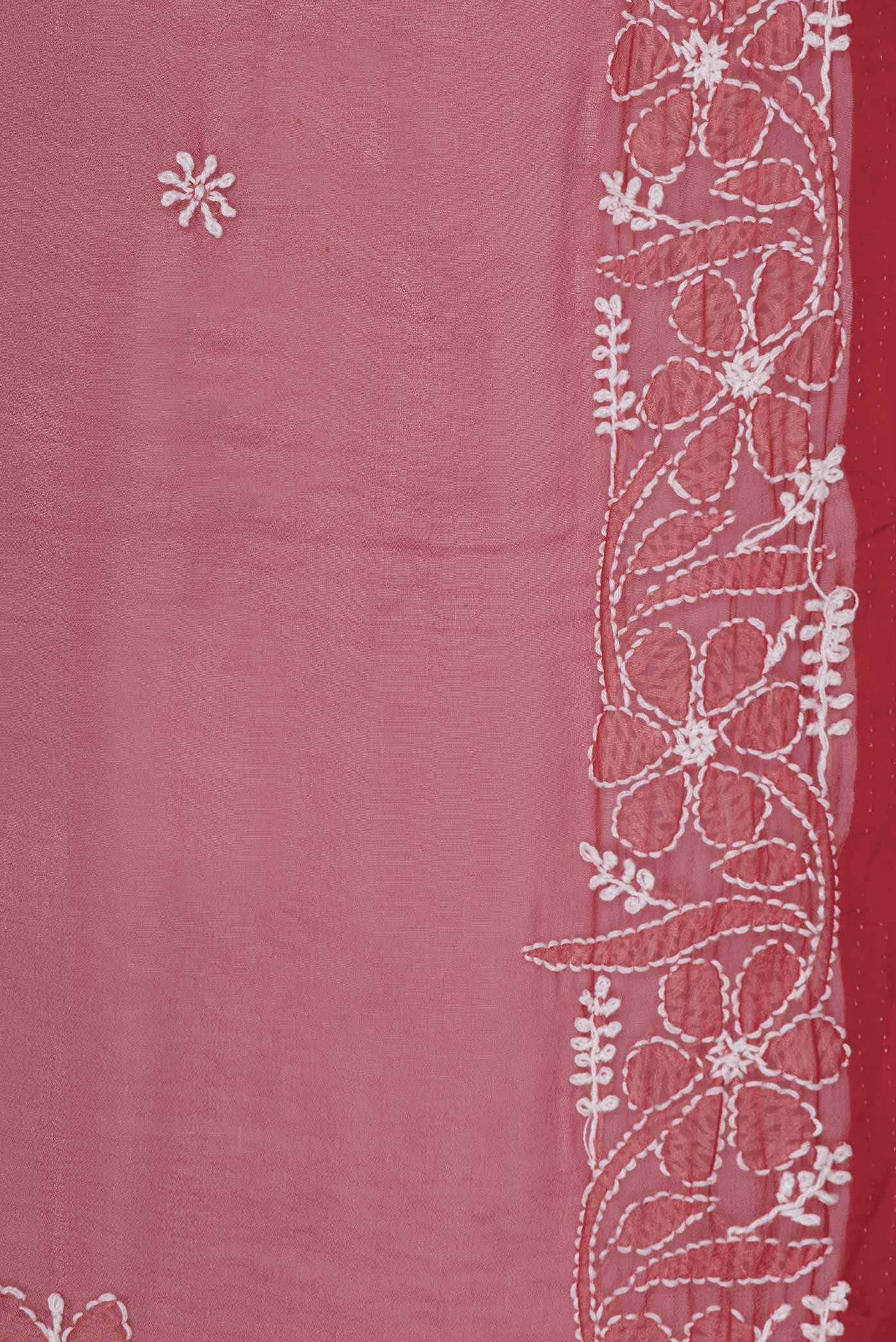 Red Dual Tone Mysore Georgette Saree - Image 2