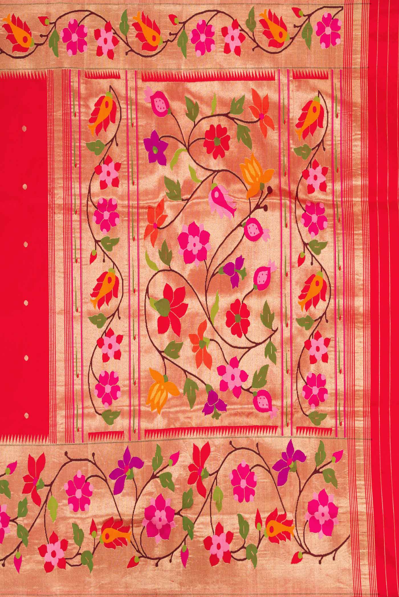 Red Dual Tone Paithani Silk Saree - Image 7