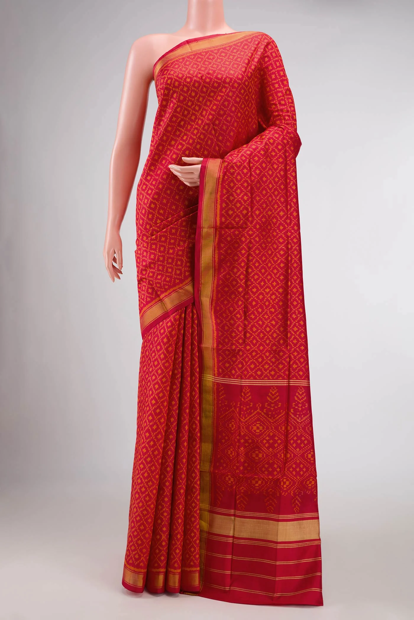 Red Dual Tone Rajkot Patola Silk Saree
